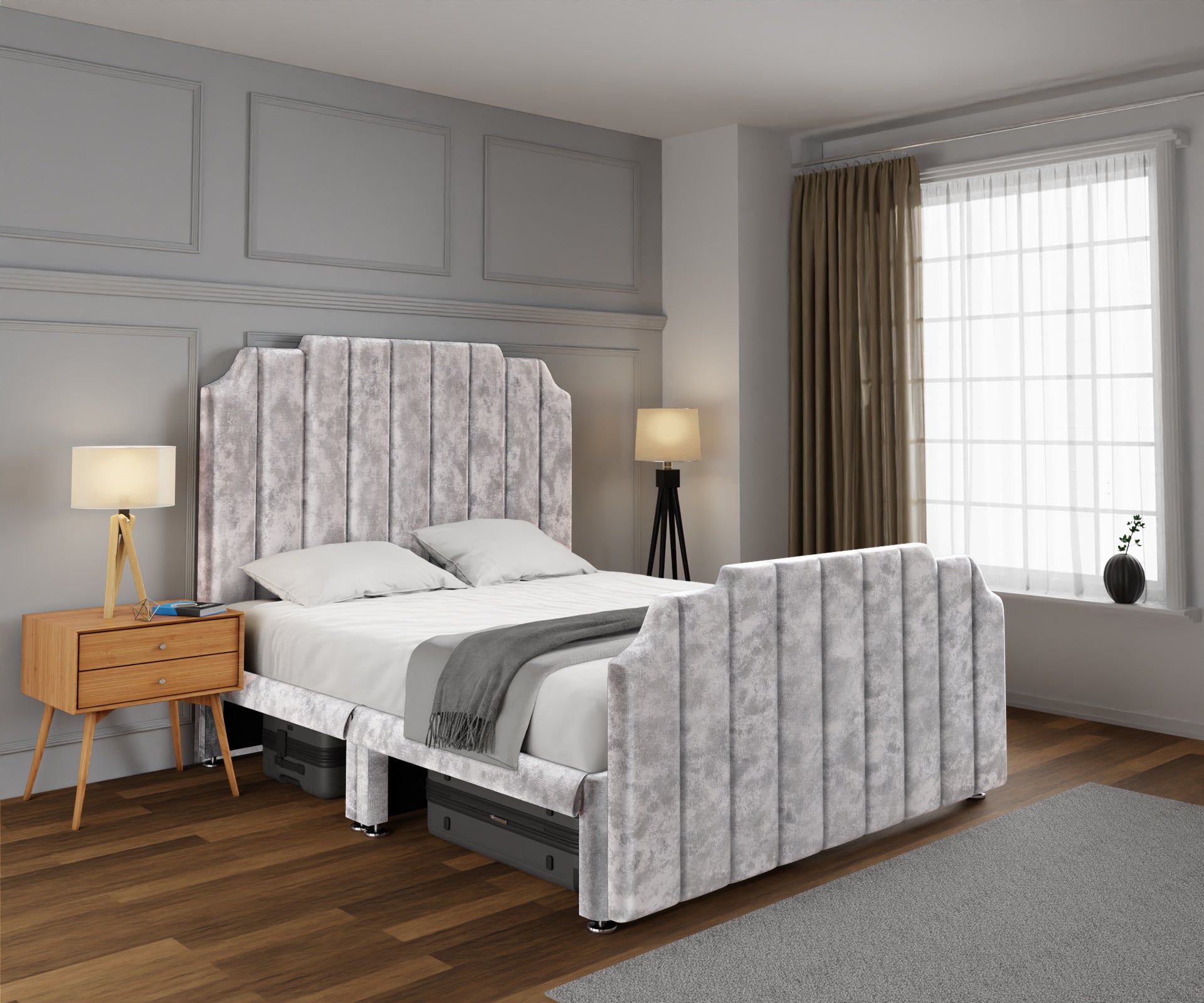 Hampton Open Storage Divan Bed Set With Footboard