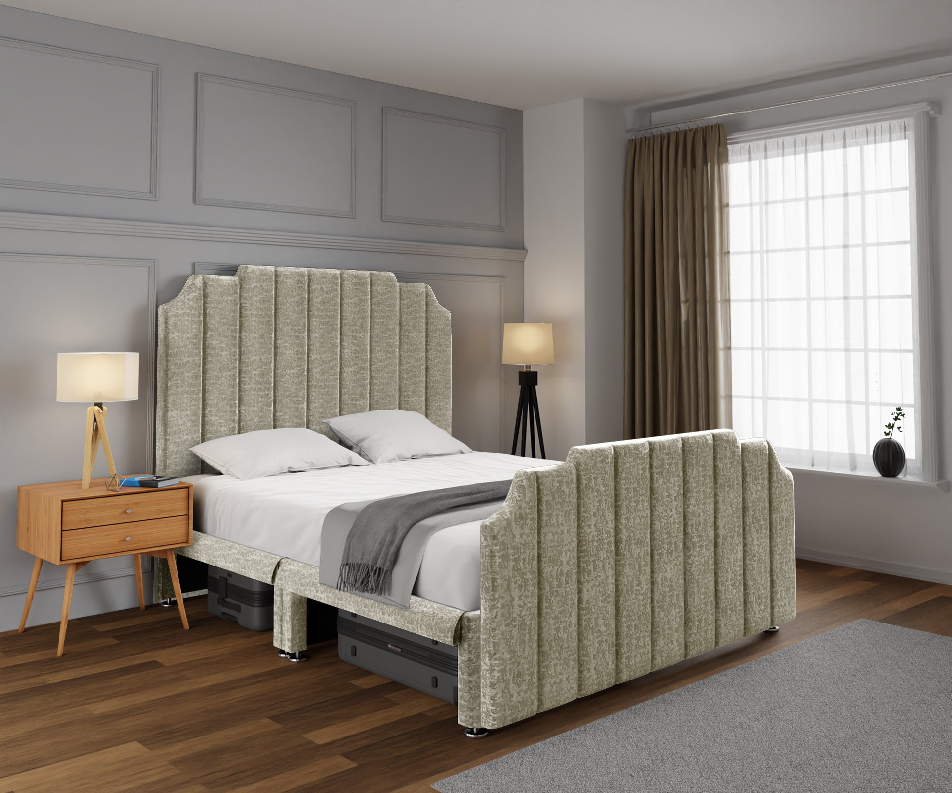 Hampton Open Storage Divan Bed Set With Footboard