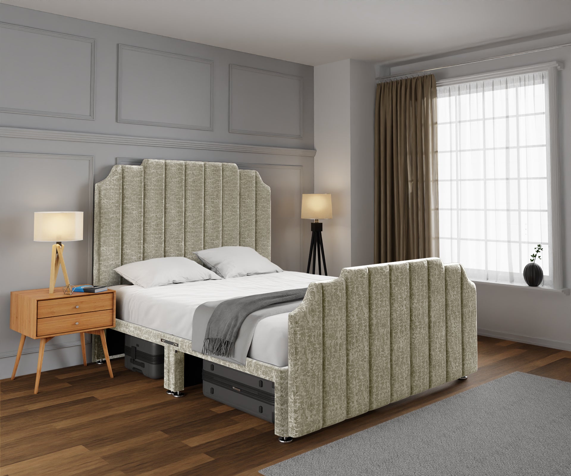 Hampton Open Storage Divan Bed Set With Footboard