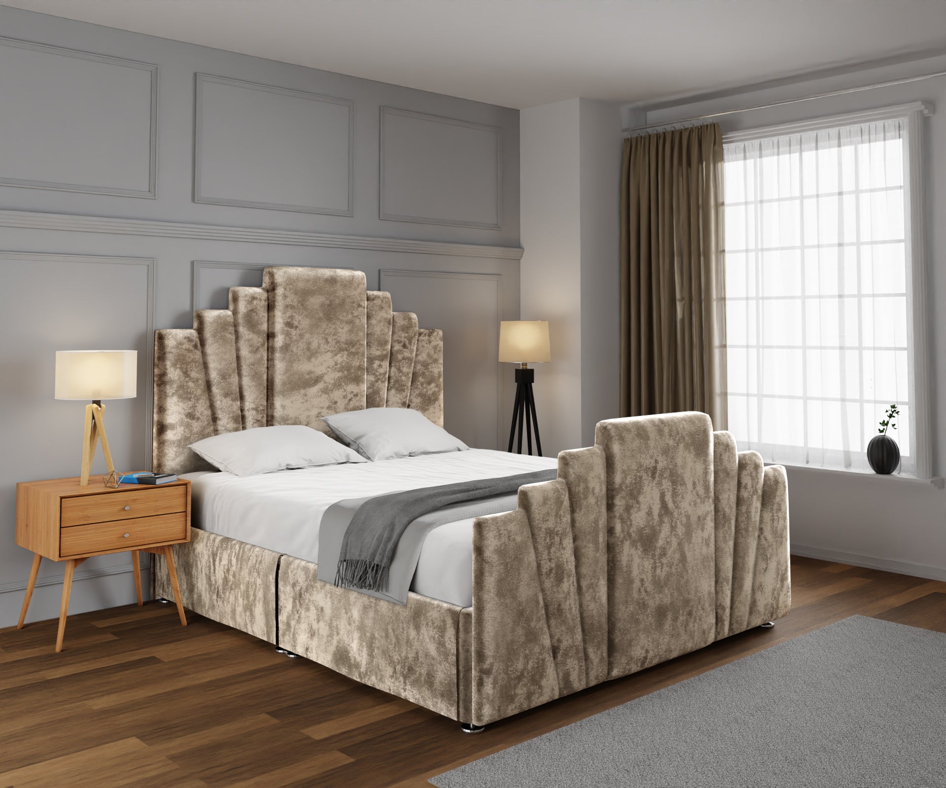 Knightsbridge Open Storage Divan Bed Set With Footboard