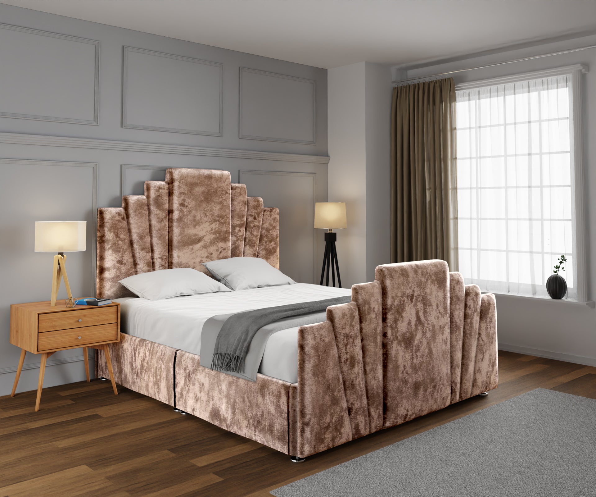 Knightsbridge Open Storage Divan Bed Set With Footboard