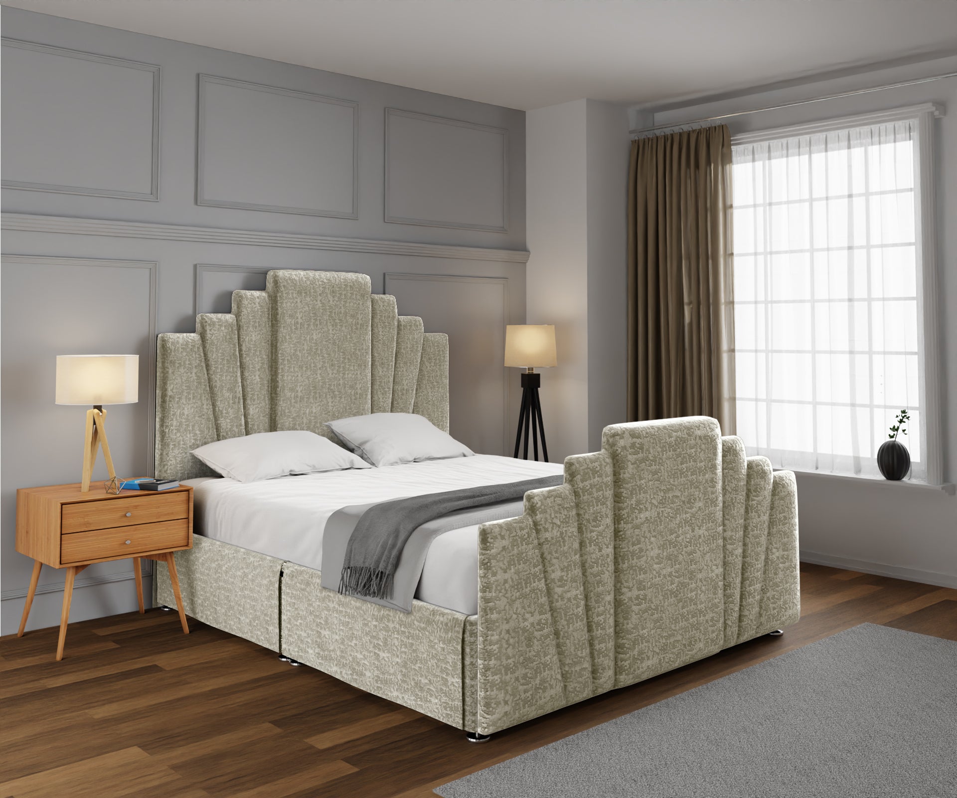 Knightsbridge Open Storage Divan Bed Set With Footboard