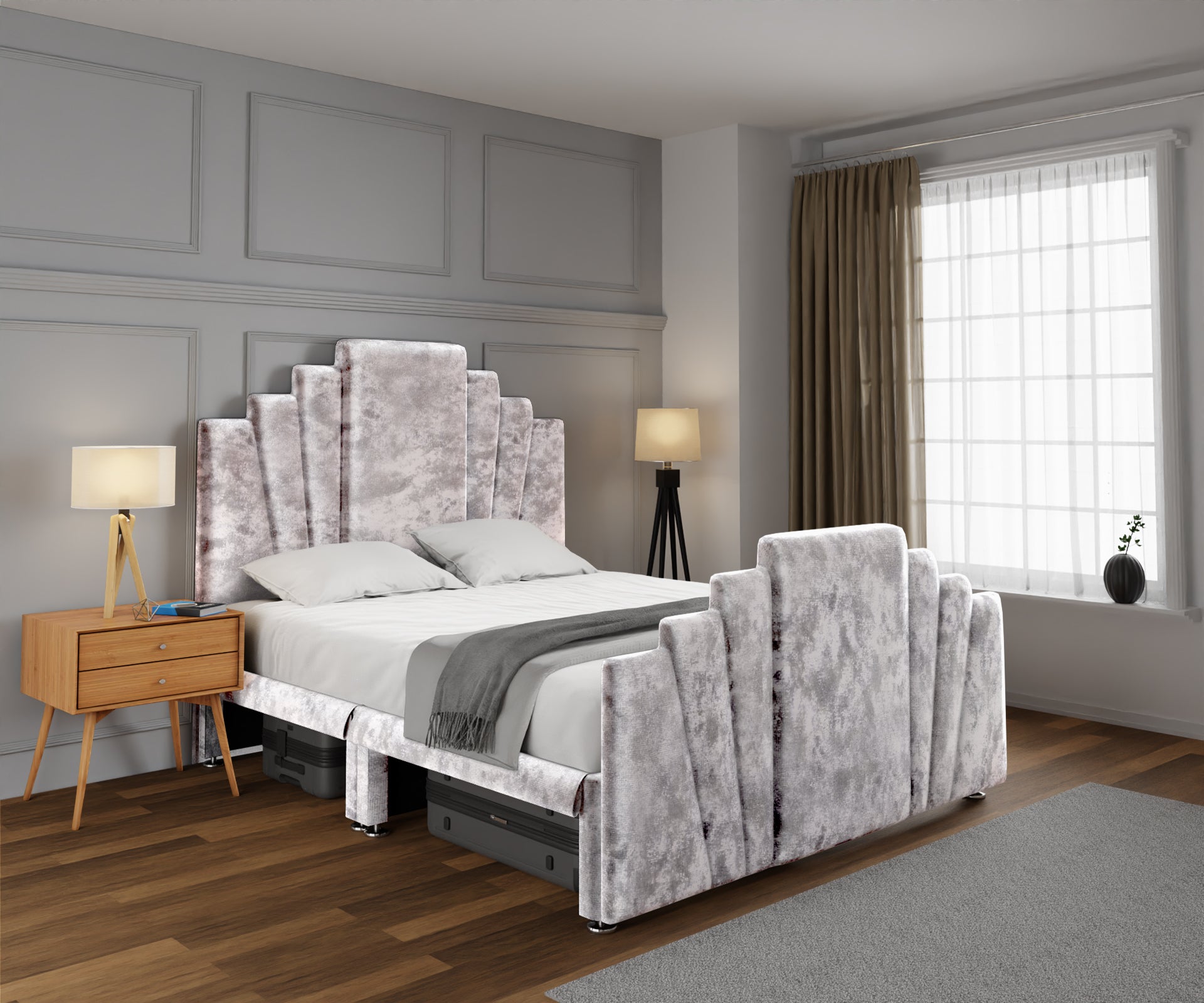 Knightsbridge Open Storage Divan Bed Set With Footboard