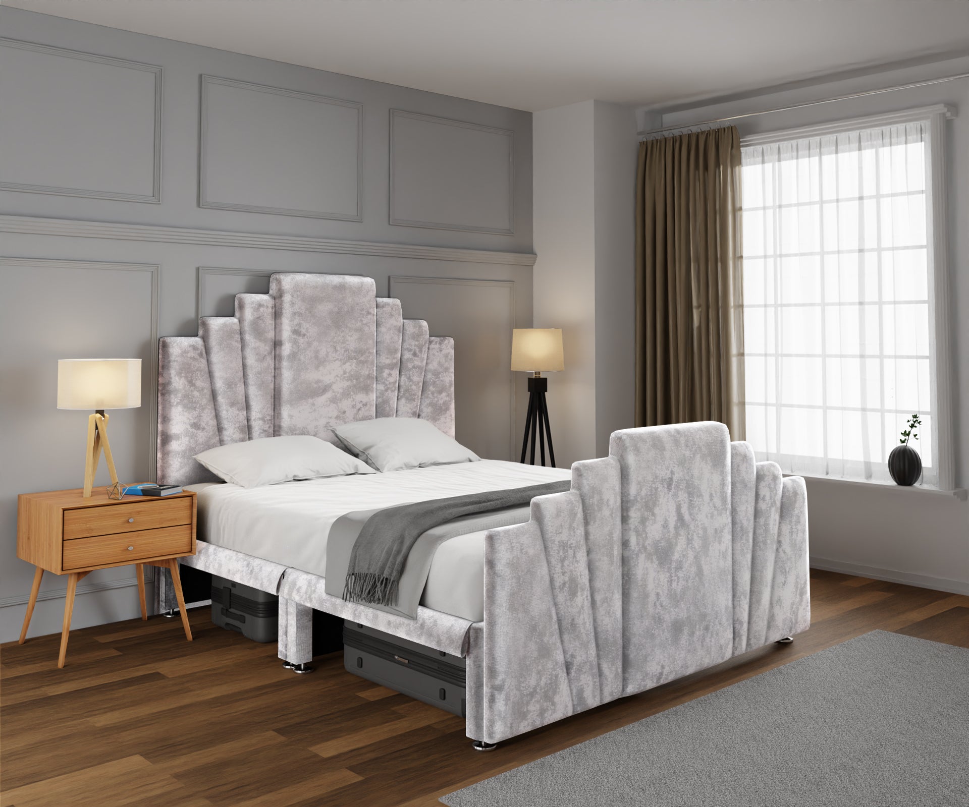 Knightsbridge Open Storage Divan Bed Set With Footboard