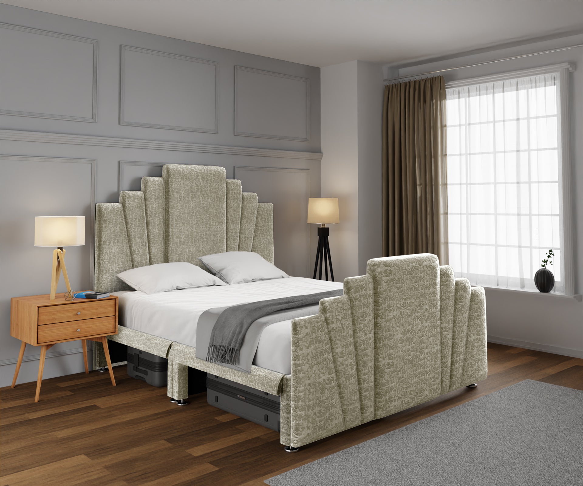 Knightsbridge Open Storage Divan Bed Set With Footboard