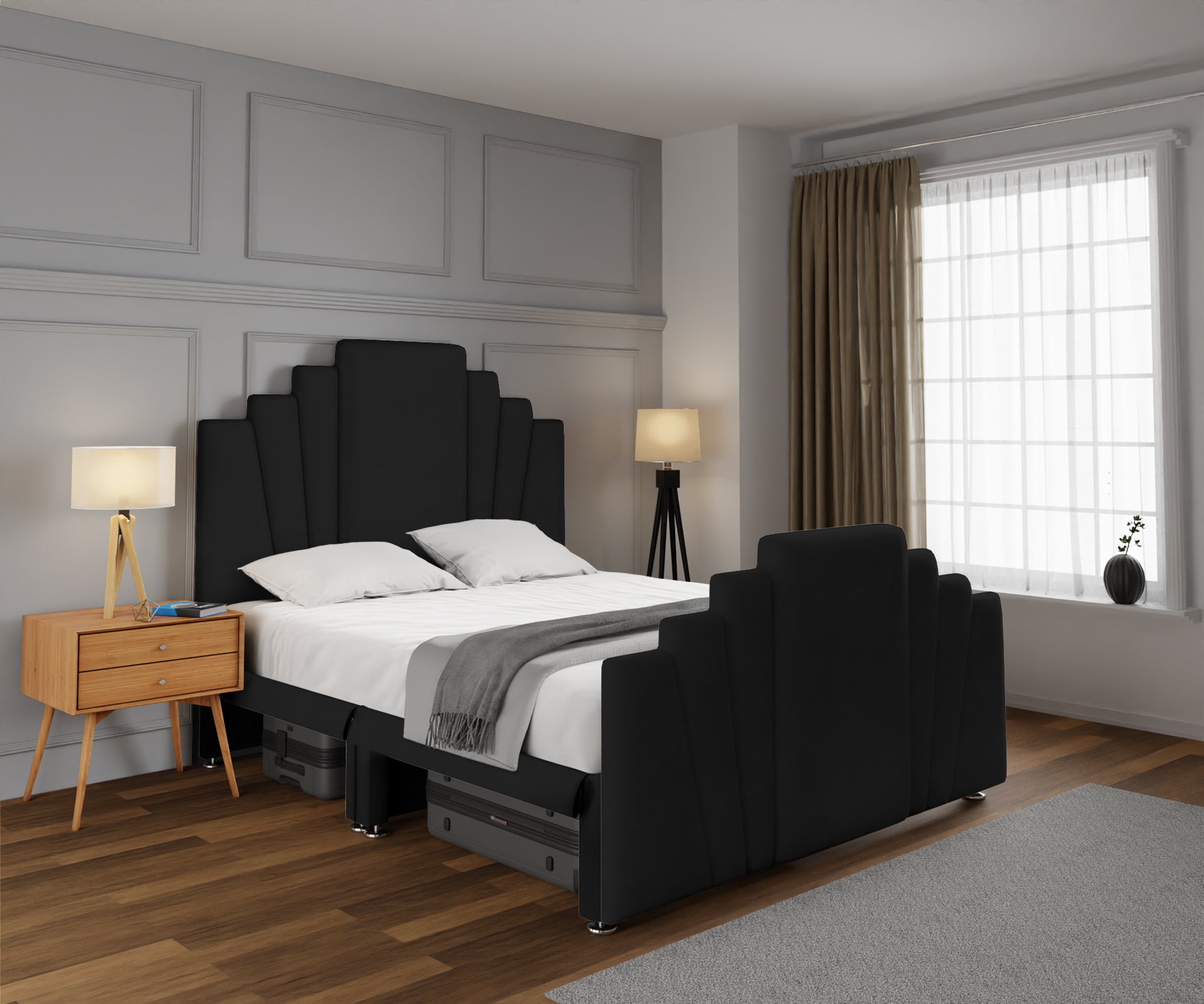 Knightsbridge Open Storage Divan Bed Set With Footboard