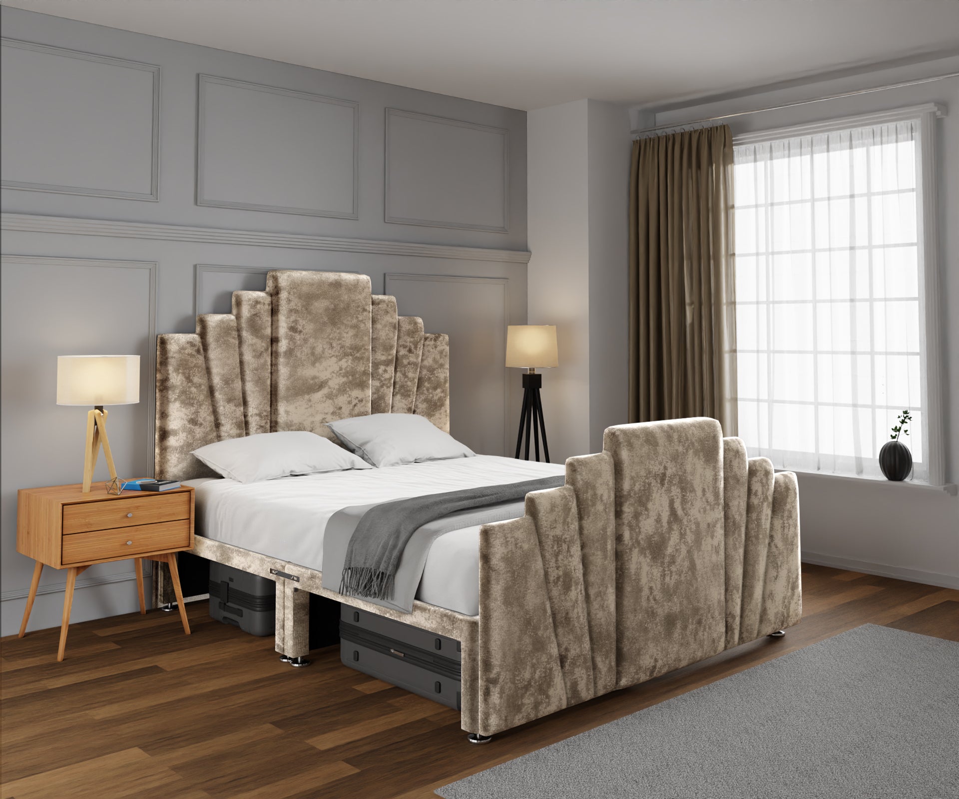 Knightsbridge Open Storage Divan Bed Set With Footboard