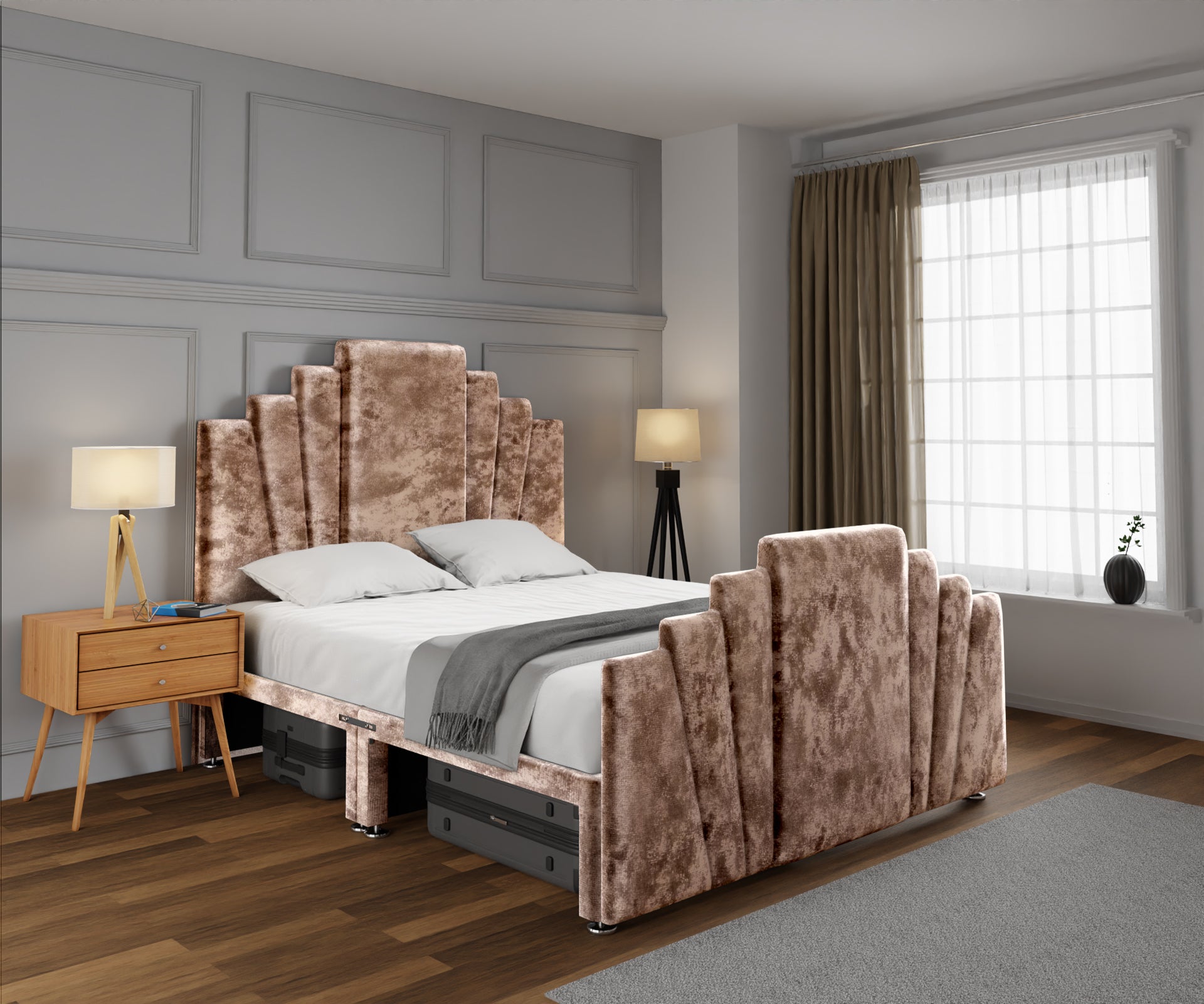 Knightsbridge Open Storage Divan Bed Set With Footboard