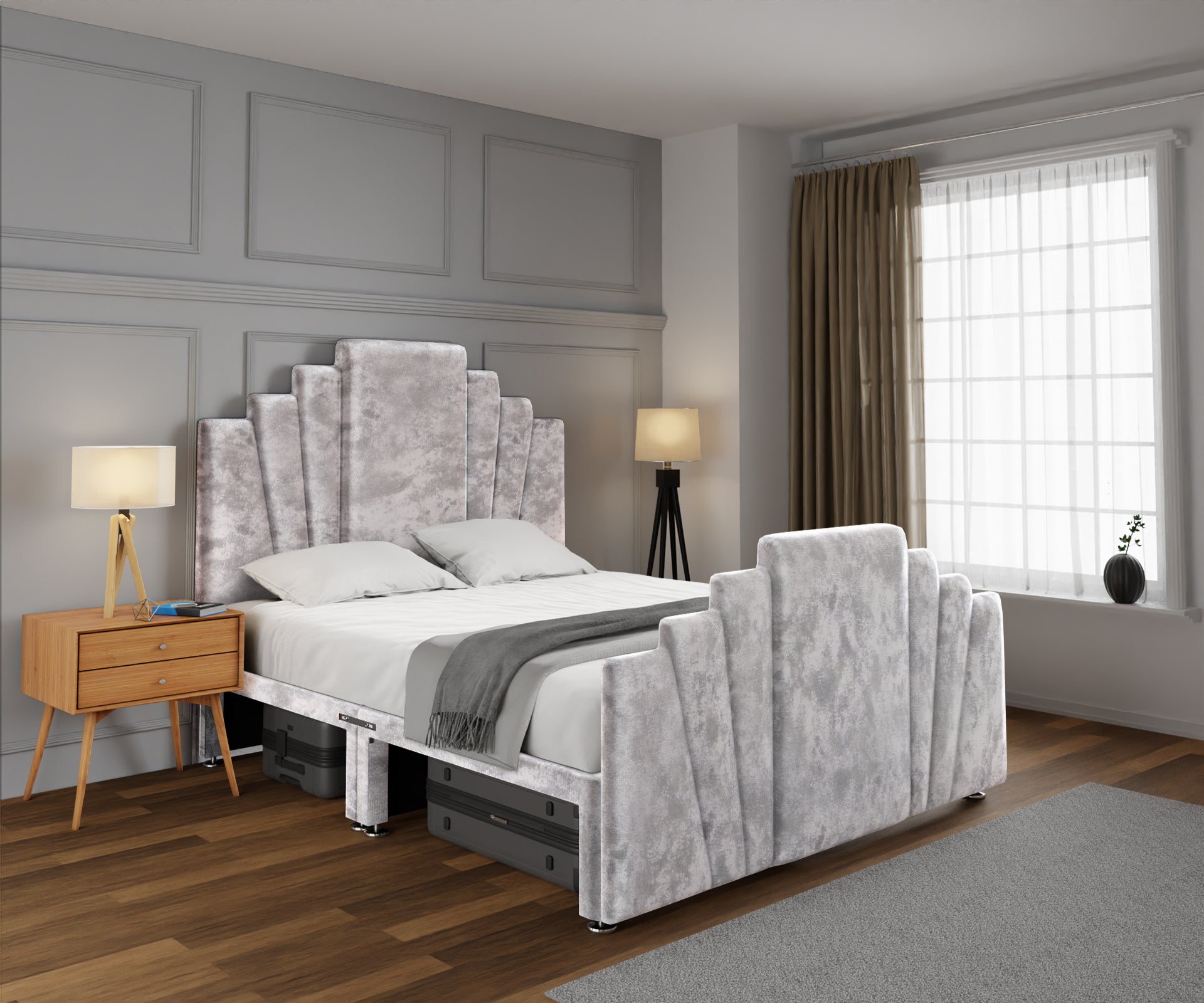 Knightsbridge Open Storage Divan Bed Set With Footboard