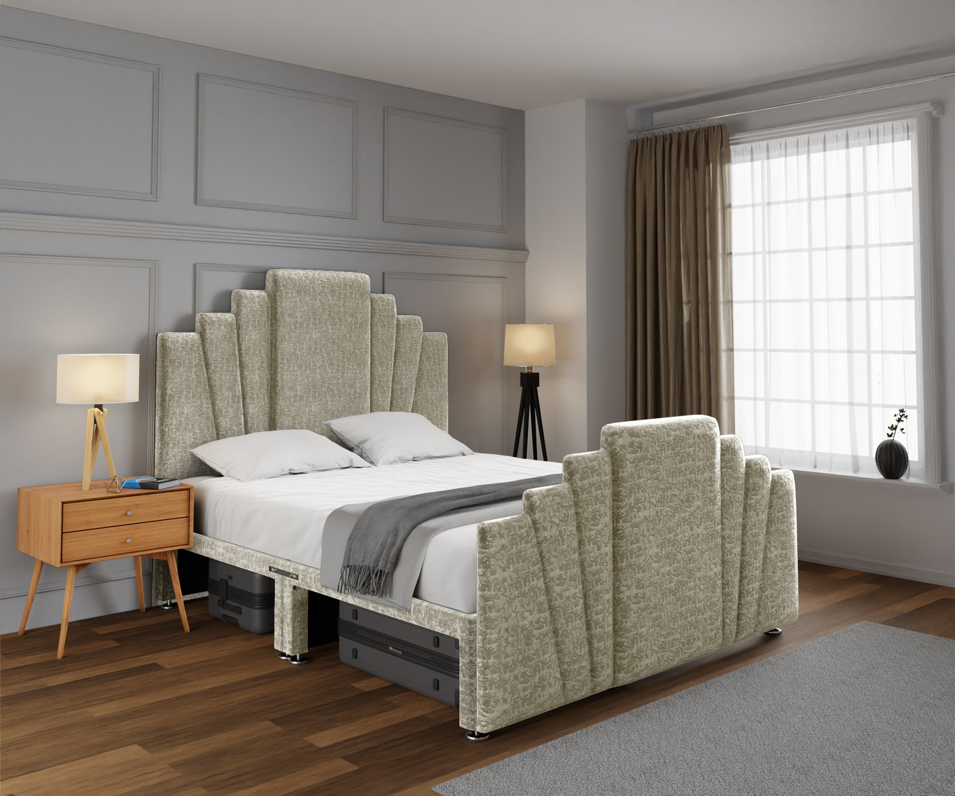 Knightsbridge Open Storage Divan Bed Set With Footboard