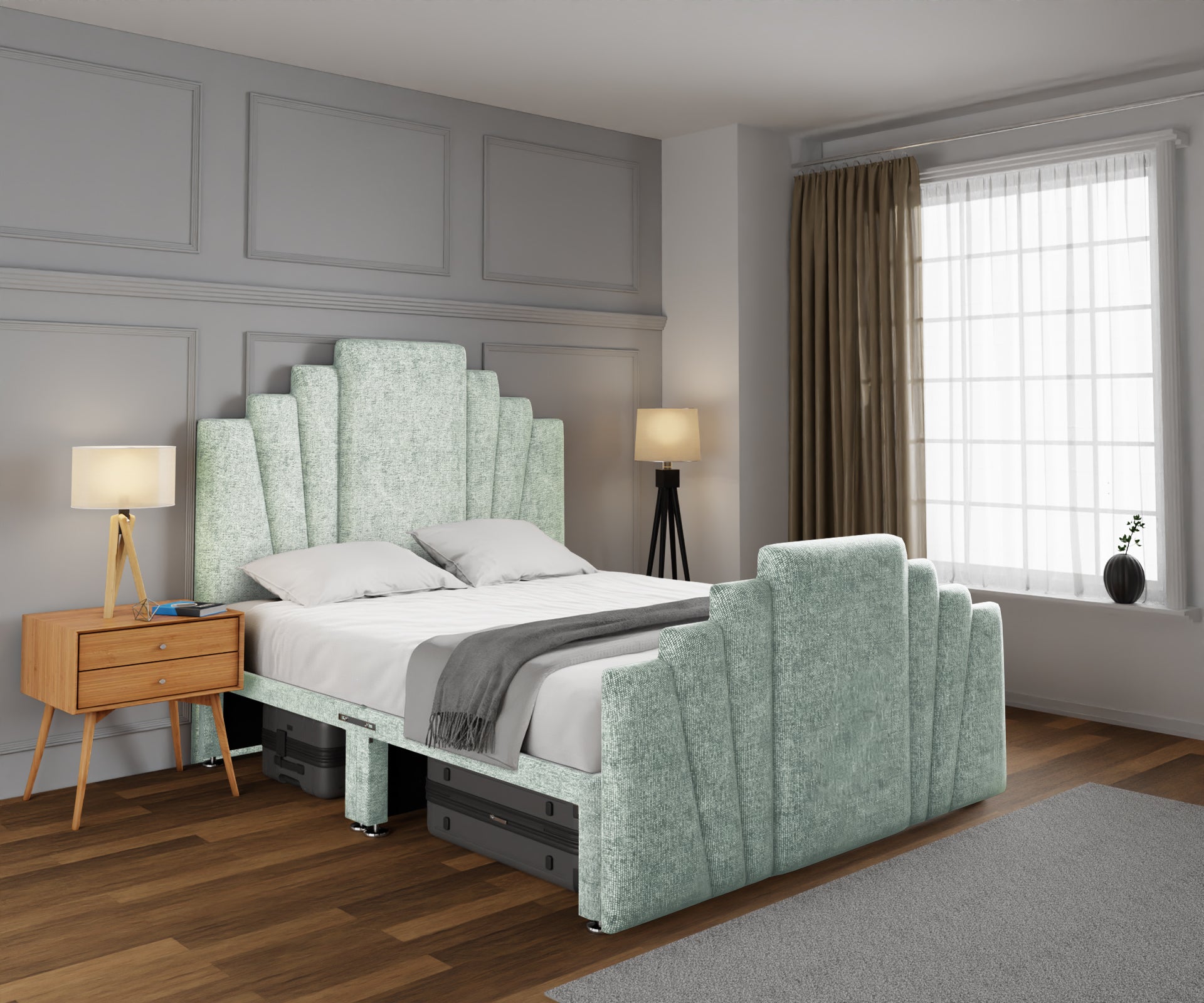 Knightsbridge Open Storage Divan Bed Set With Footboard