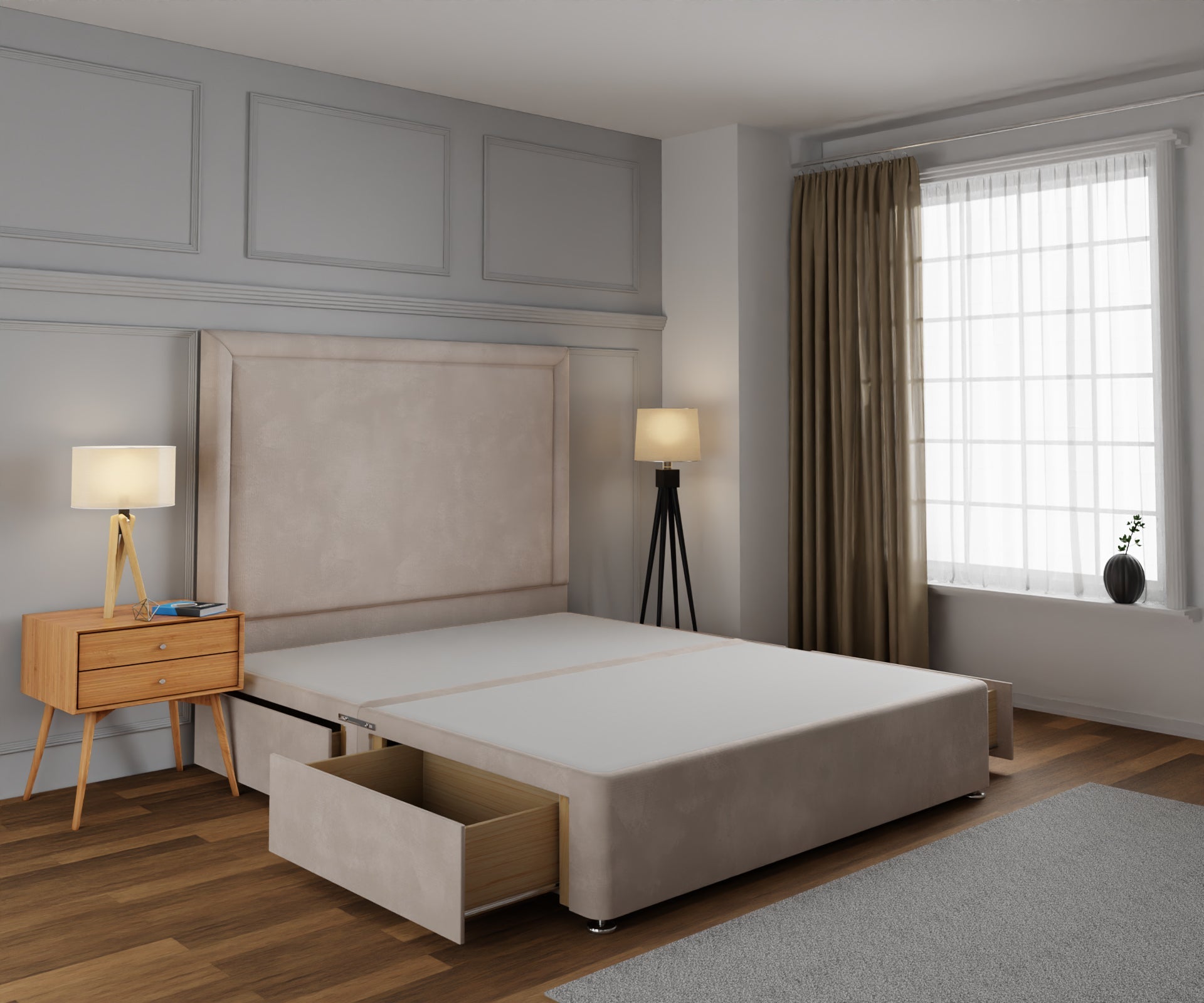 Lia Divan Bed Base With Headboard