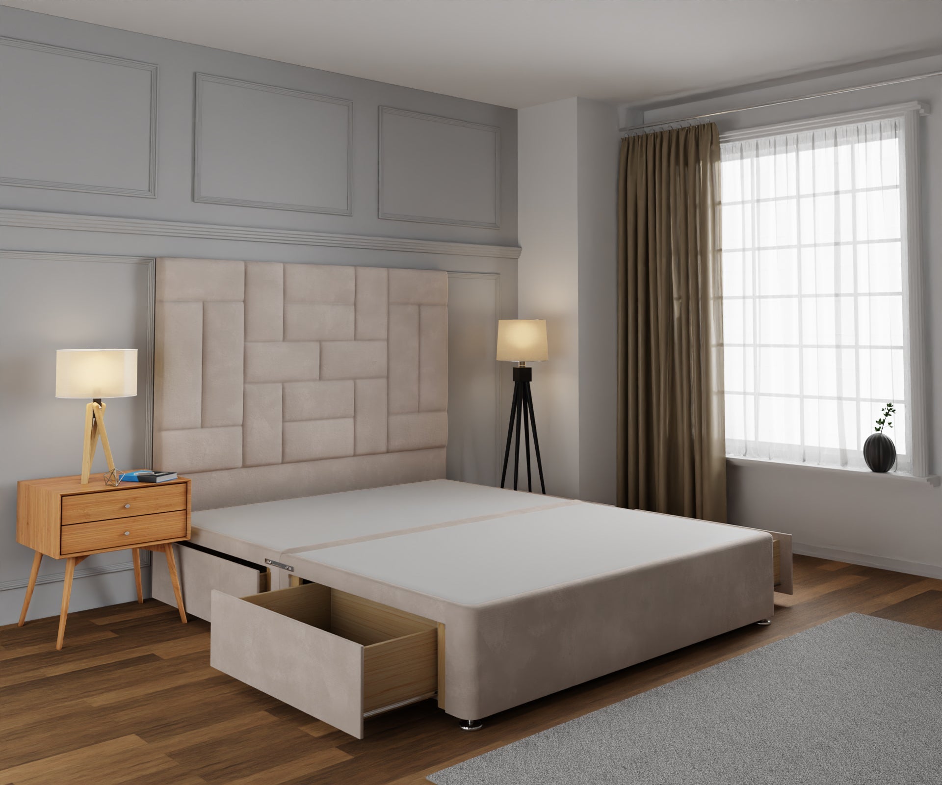 Majestic Multi Panel Divan Bed Base With Headboard
