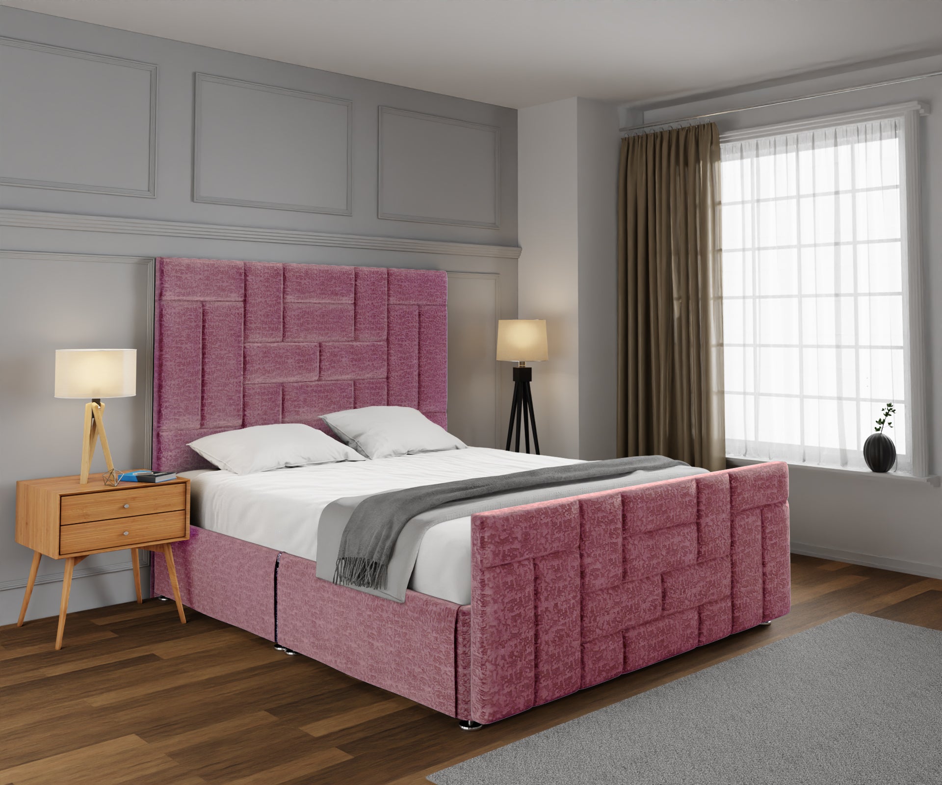 Majestic Multi Panel Open Storage Divan Bed Set With Footboard