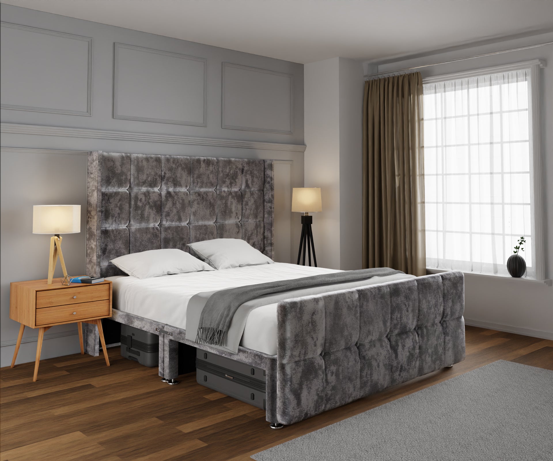 Mayfair Open Storage Divan Bed Set With Footboard
