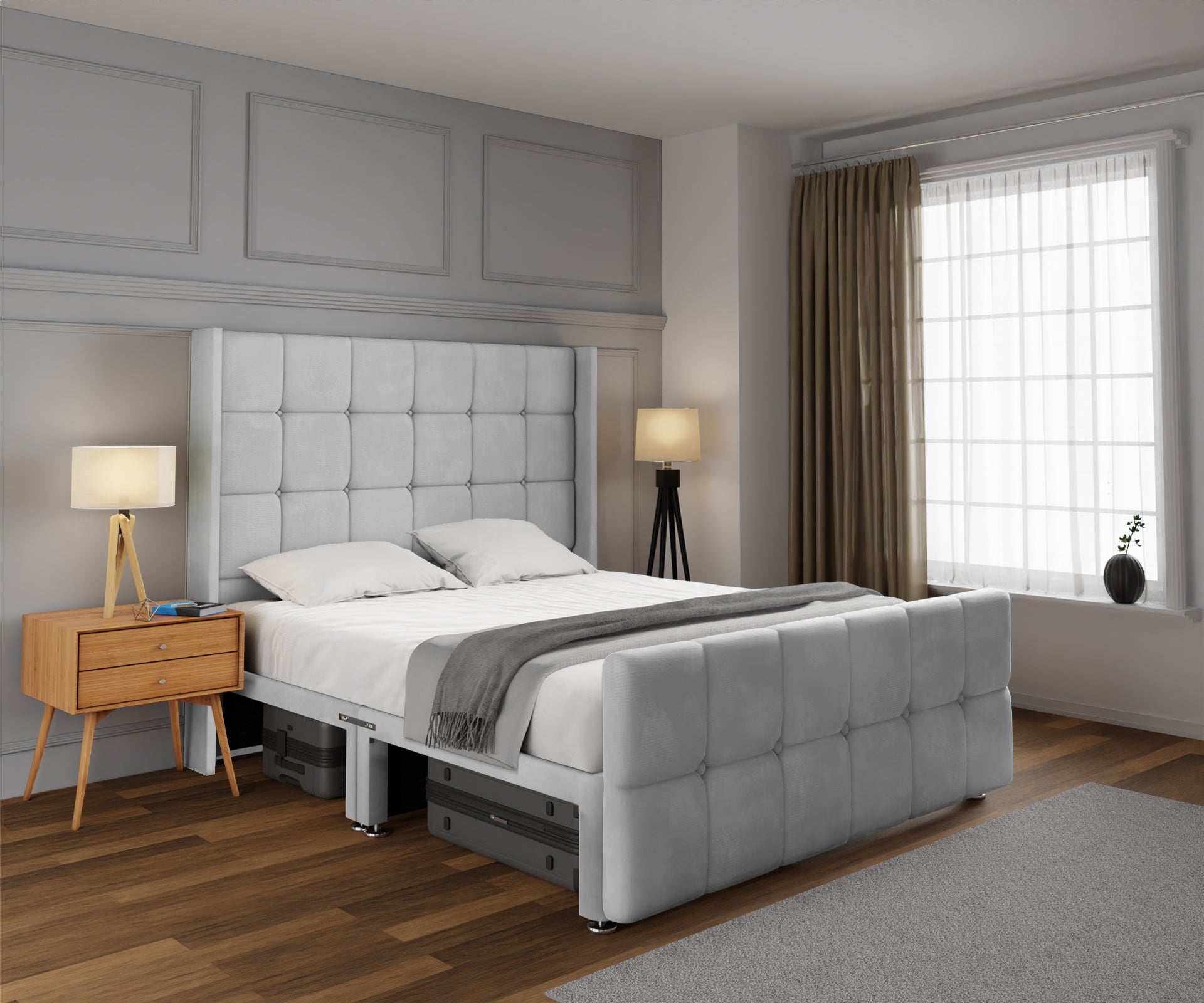 Mayfair Open Storage Divan Bed Set With Footboard