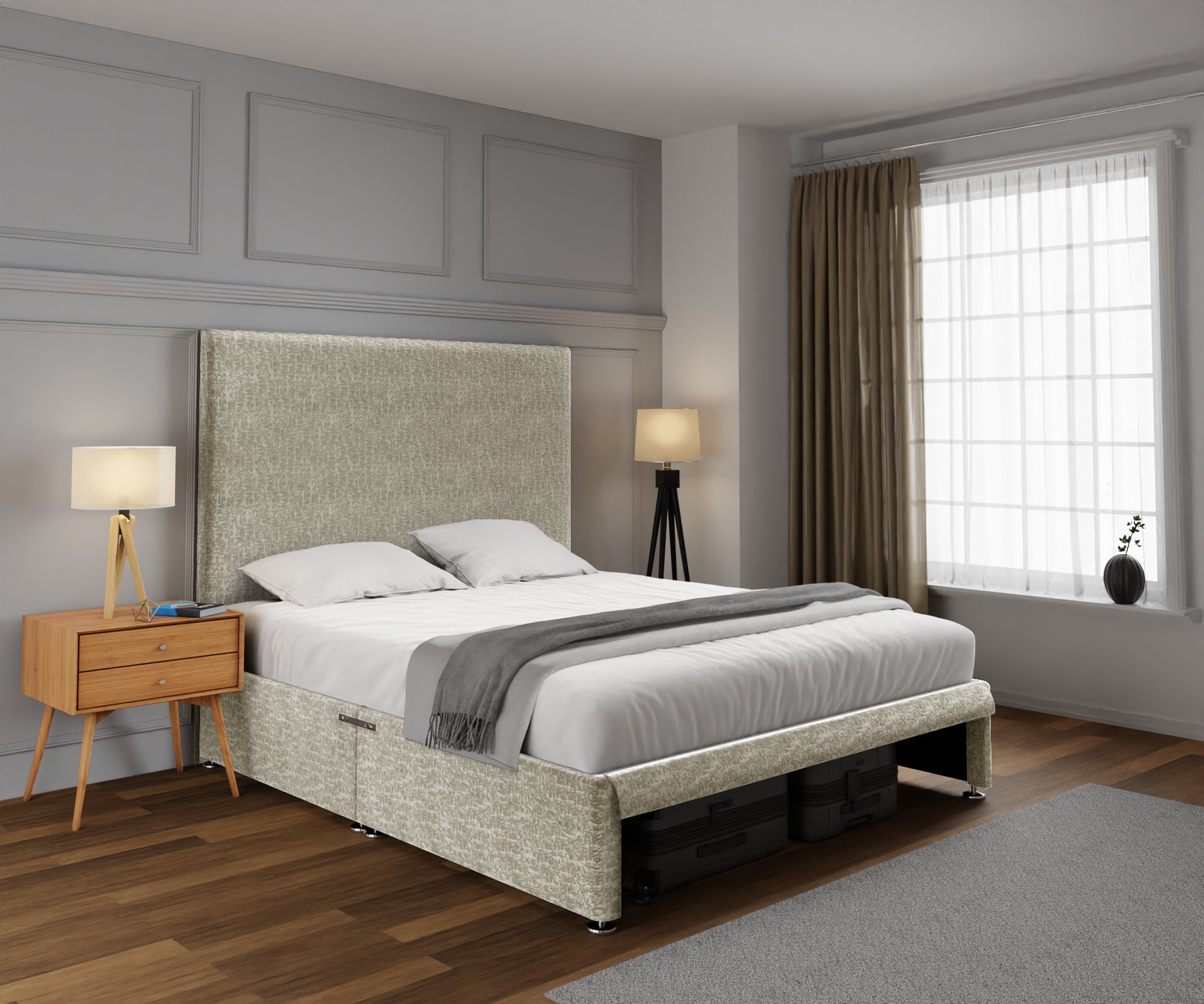 Olivia Plain Open Storage Divan Bed Set