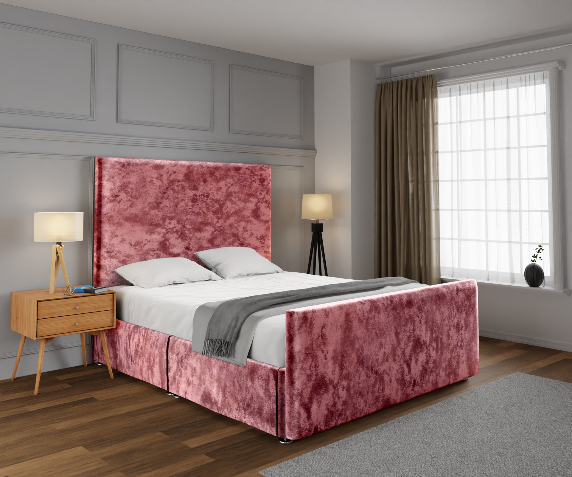 Olivia Plain Open Storage Divan Bed Set With Footboard