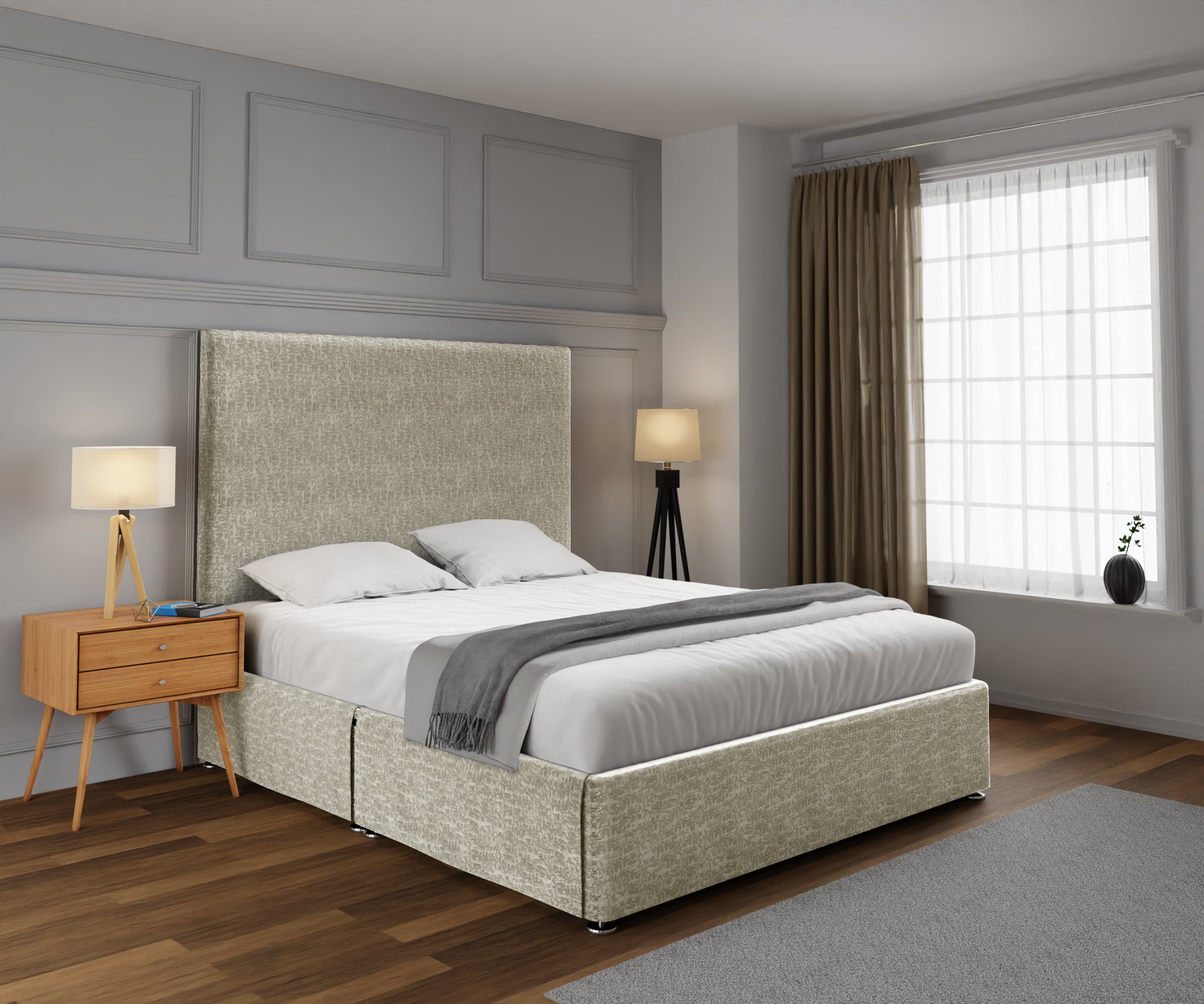 Olivia Plain Open Storage Divan Bed Set