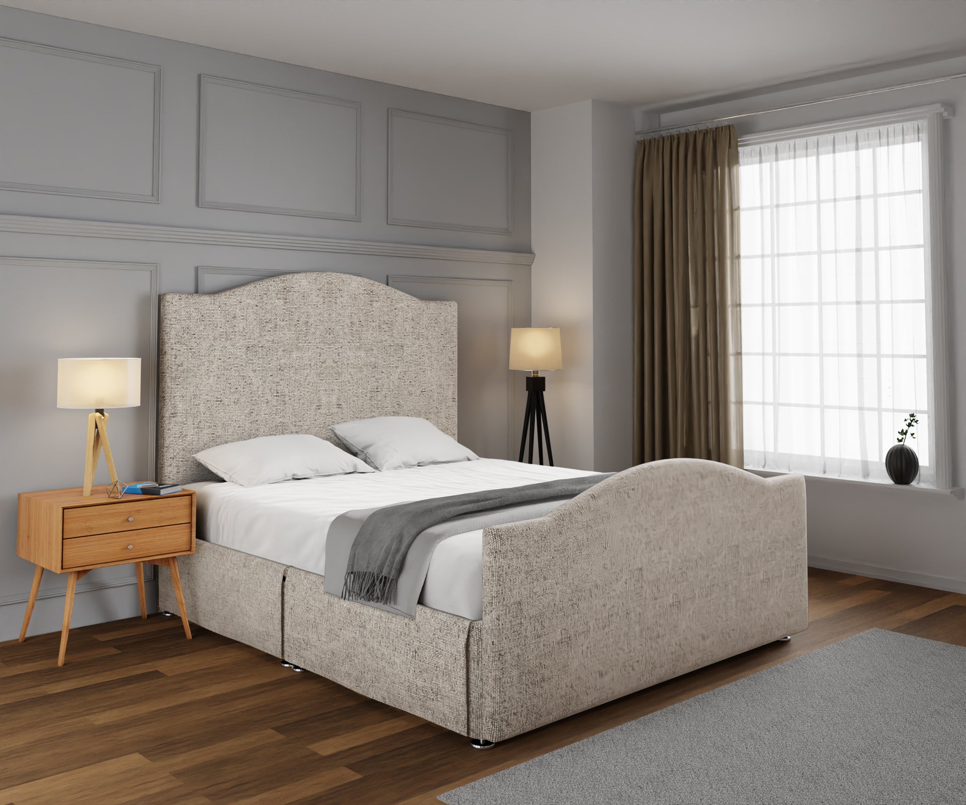 Rose Open Storage Divan Bed Set With Footboard