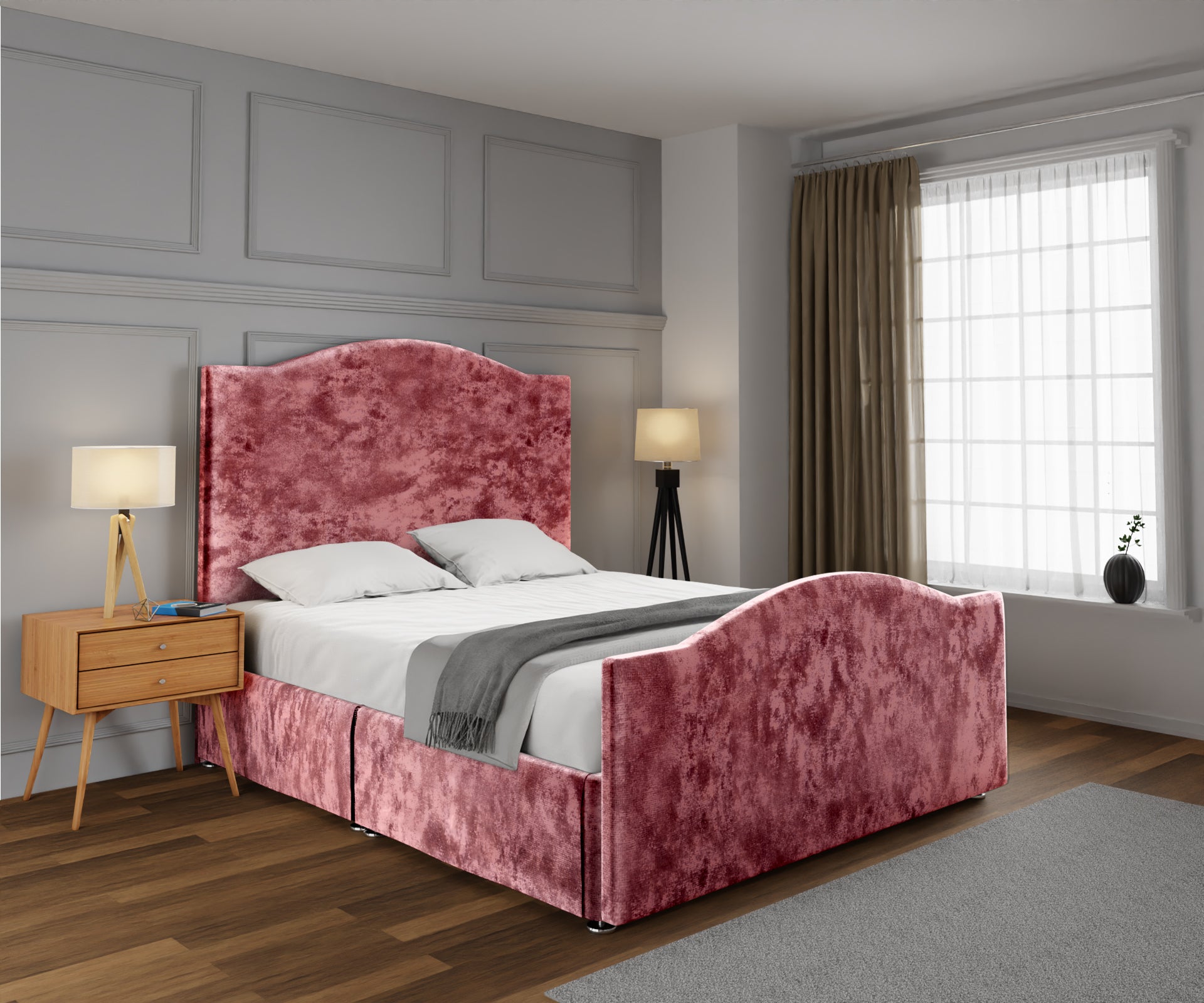 Rose Open Storage Divan Bed Set With Footboard