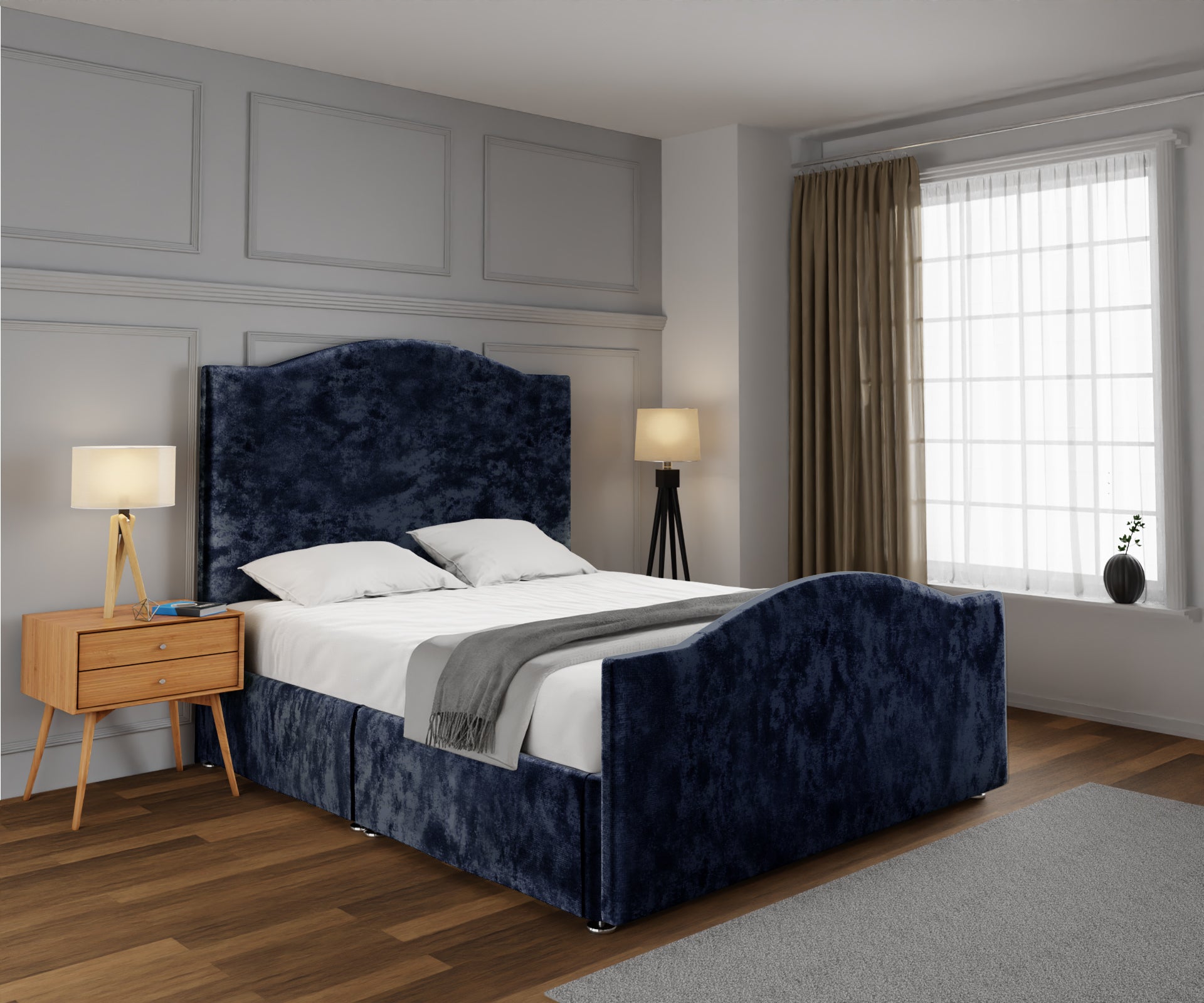 Rose Open Storage Divan Bed Set With Footboard