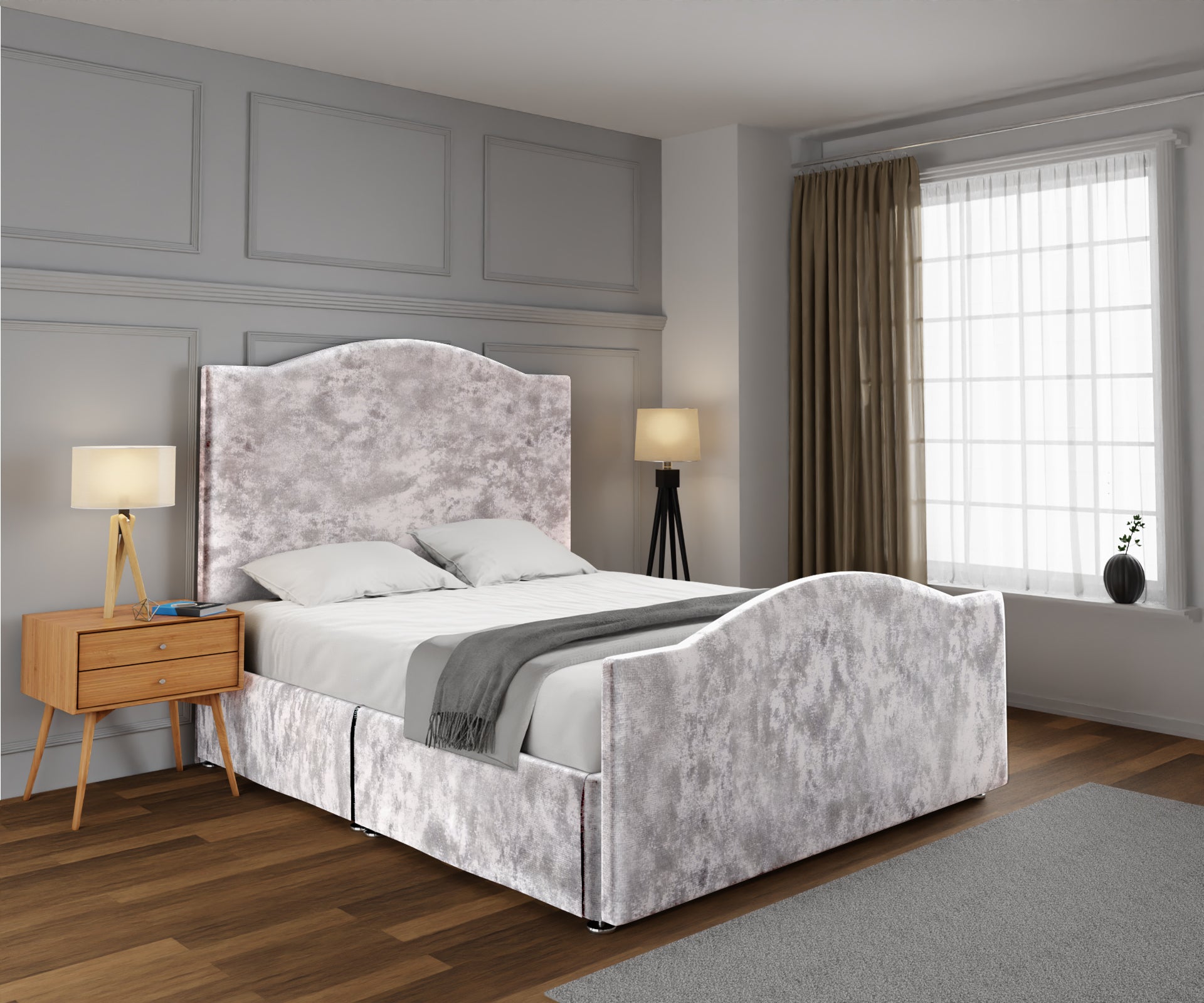 Rose Open Storage Divan Bed Set With Footboard