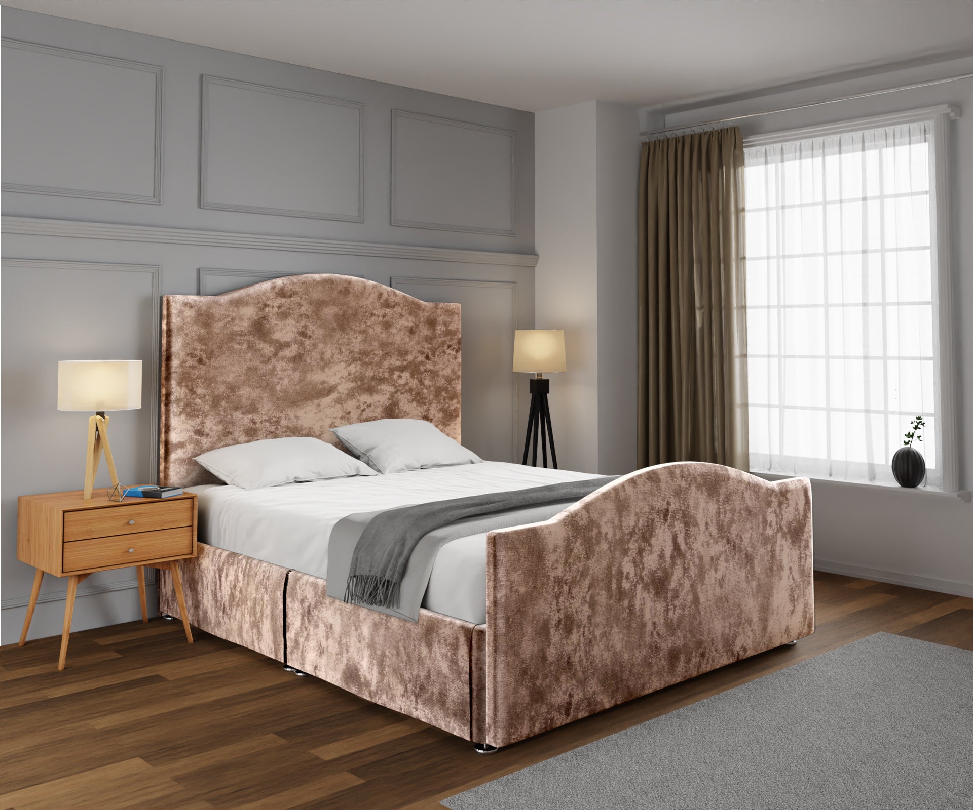 Rose Open Storage Divan Bed Set With Footboard