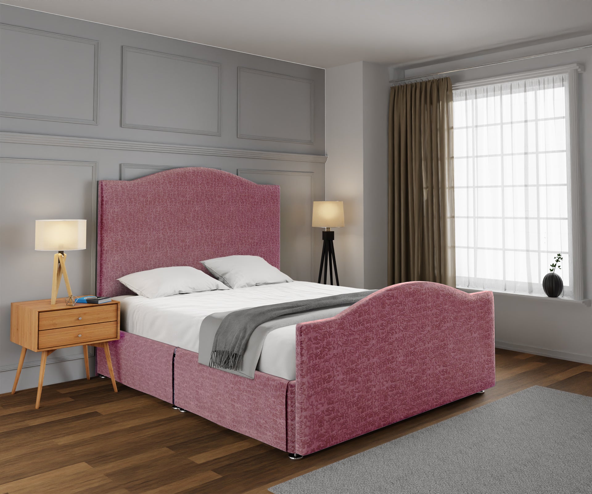 Rose Open Storage Divan Bed Set With Footboard