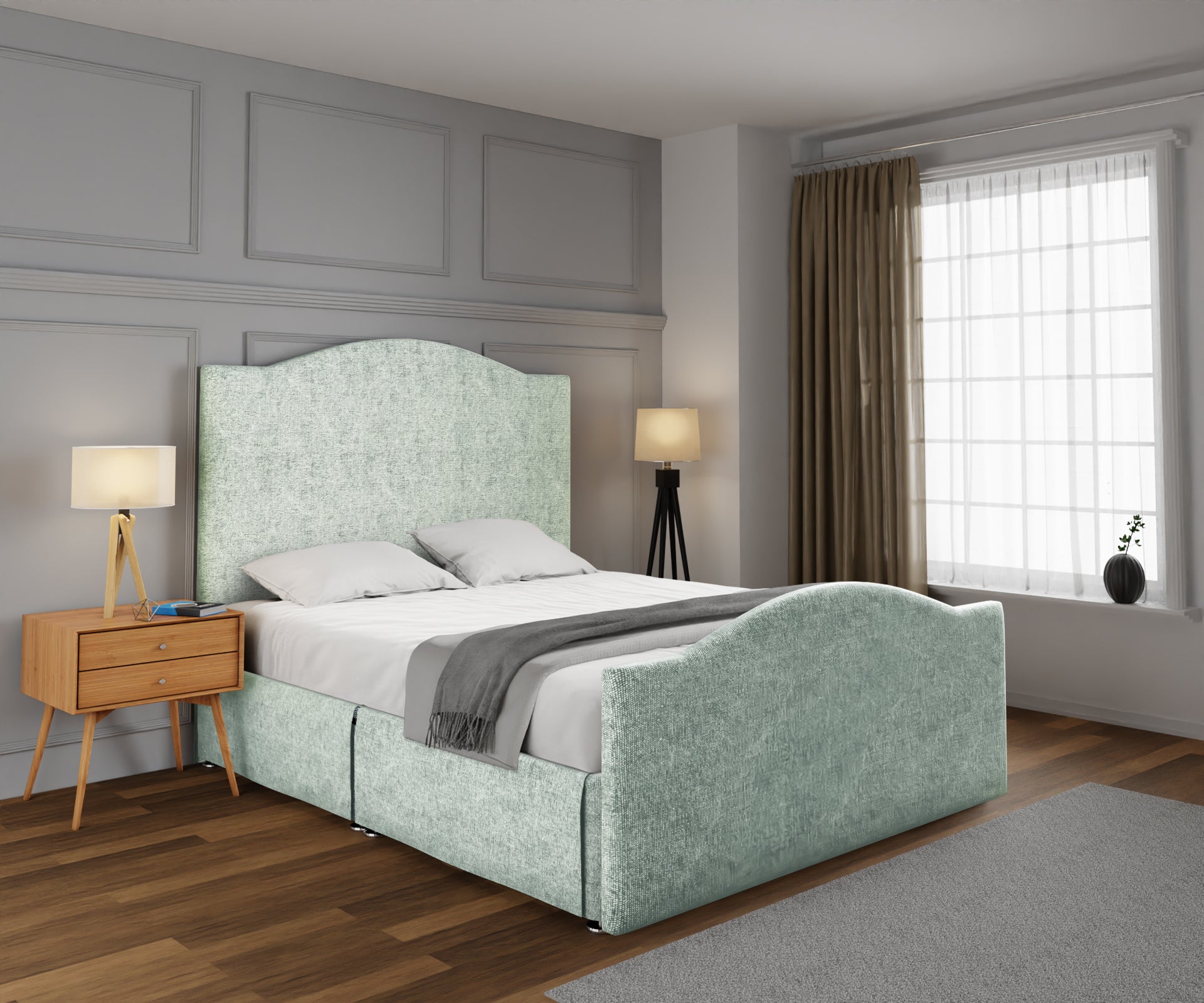 Rose Open Storage Divan Bed Set With Footboard