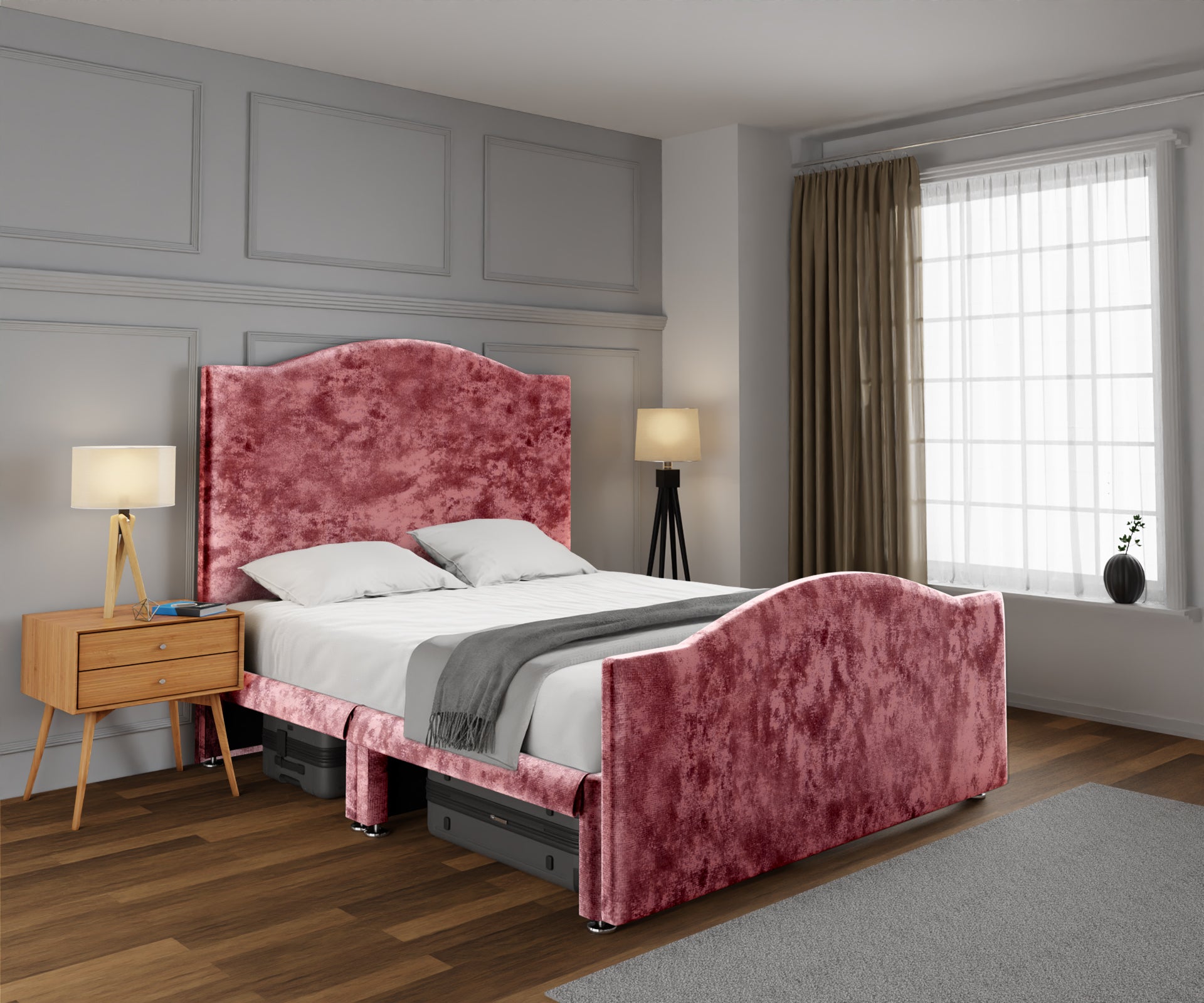 Rose Open Storage Divan Bed Set With Footboard