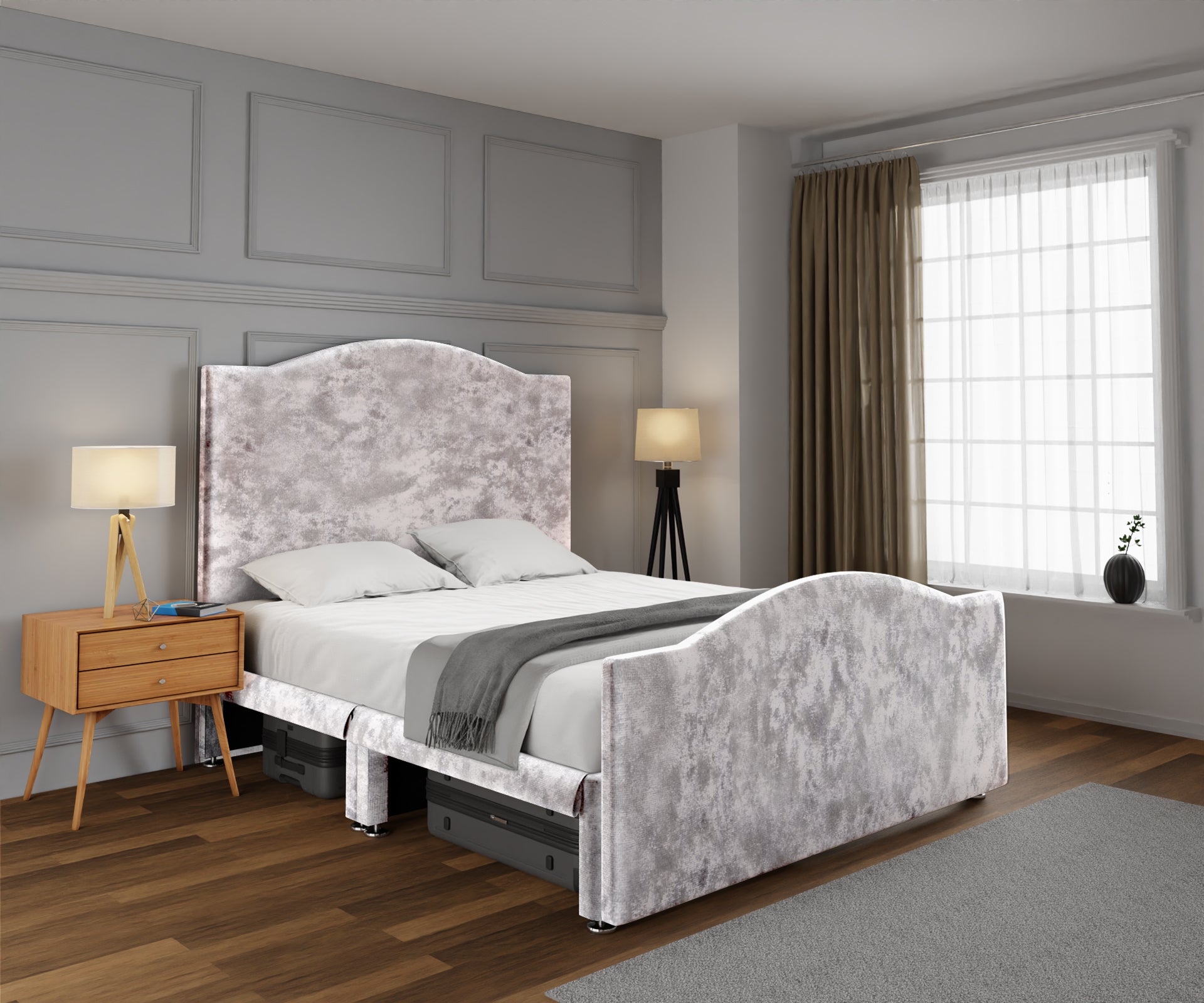 Rose Open Storage Divan Bed Set With Footboard