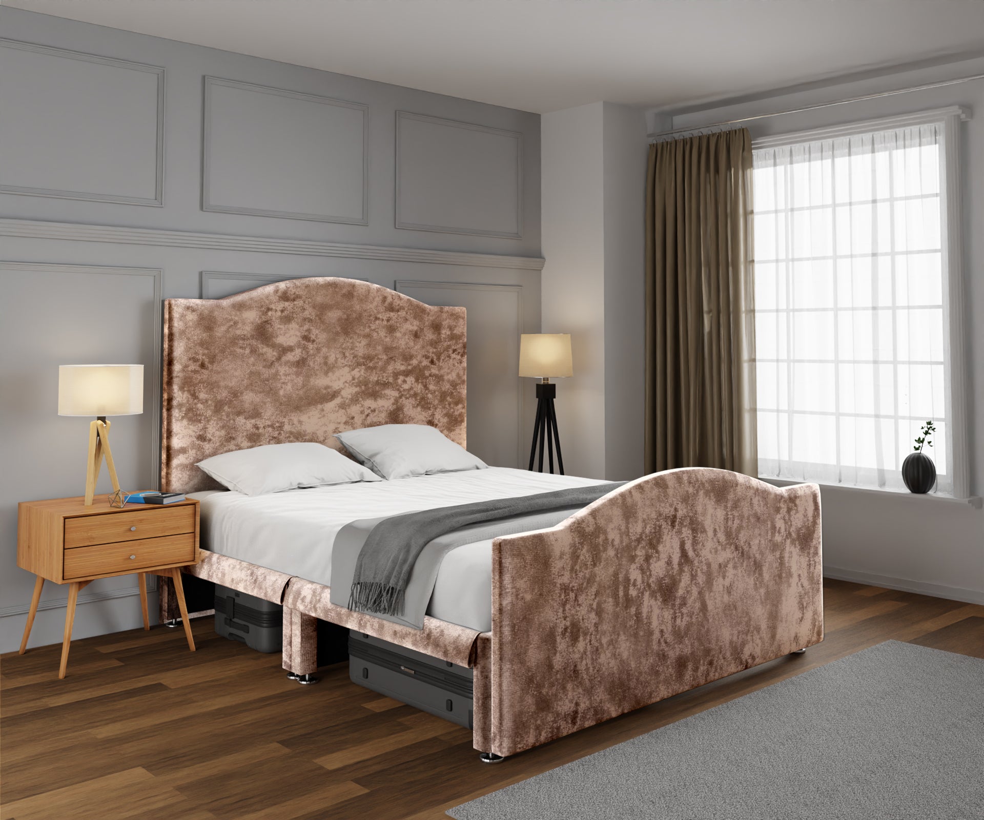 Rose Open Storage Divan Bed Set With Footboard