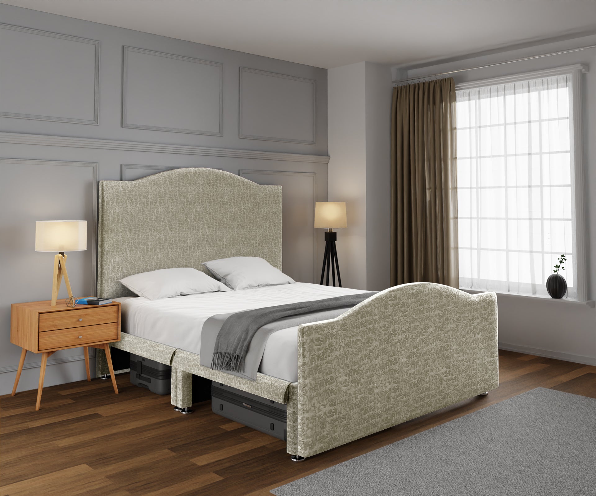 Rose Open Storage Divan Bed Set With Footboard