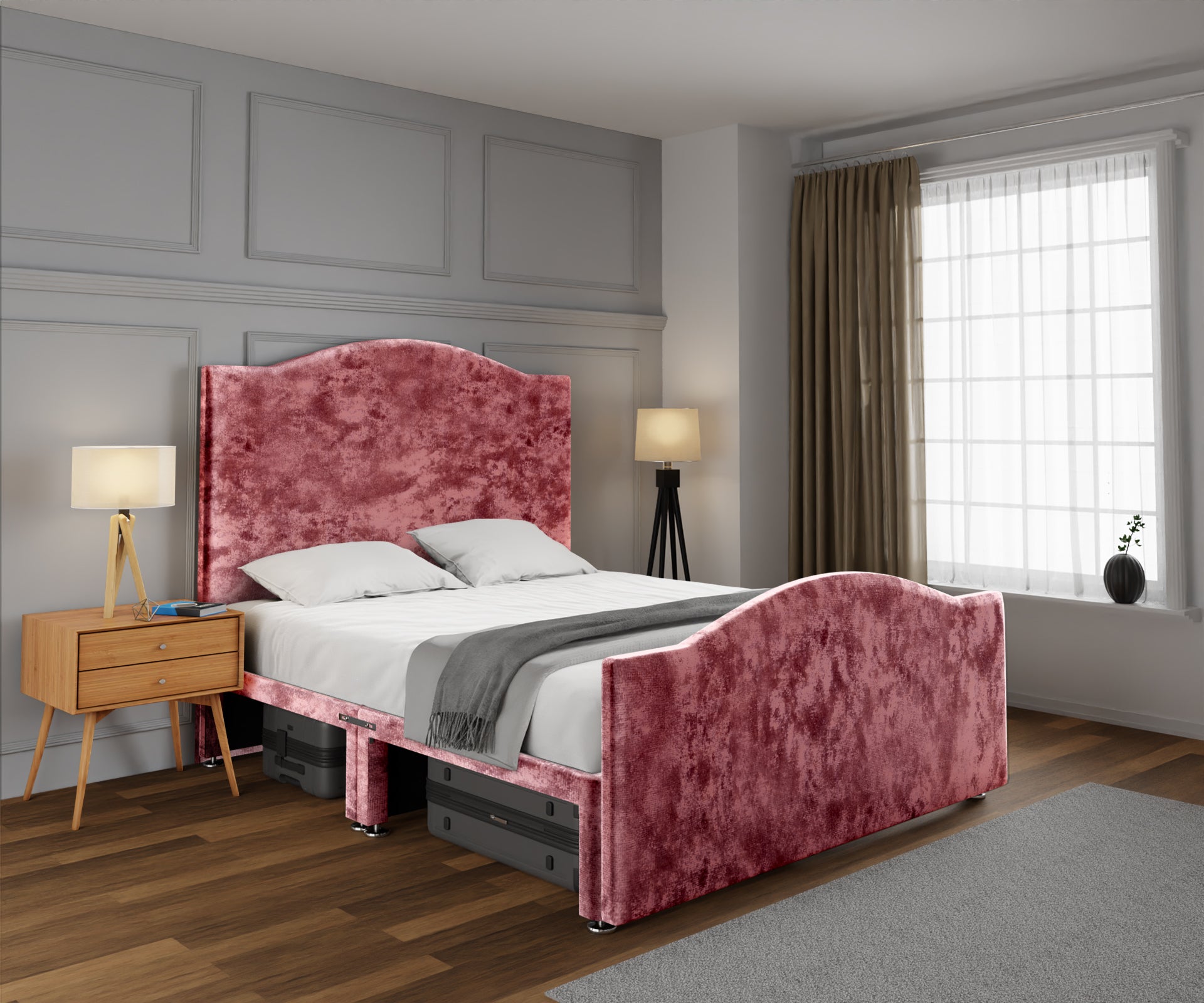 Rose Open Storage Divan Bed Set With Footboard