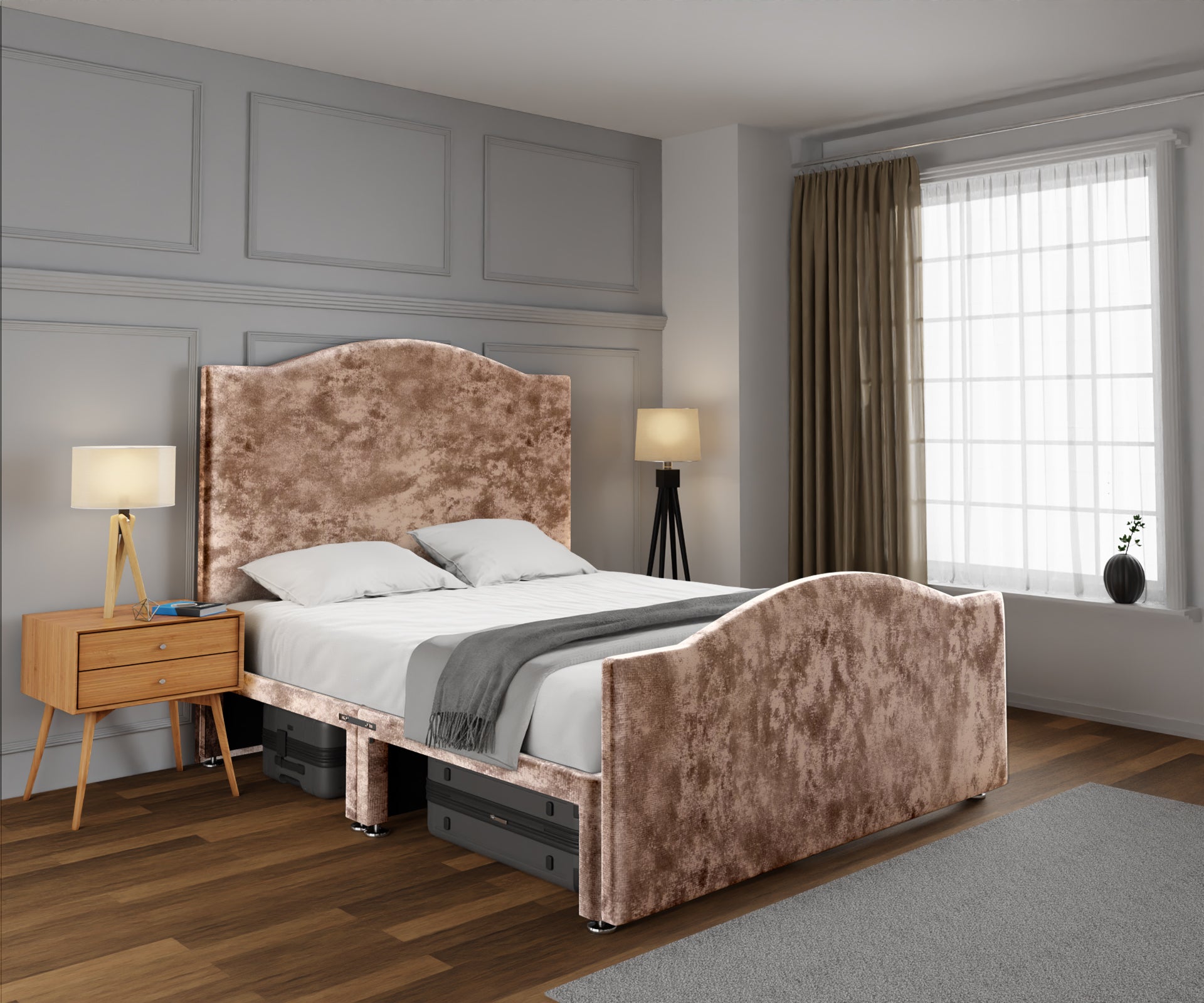 Rose Open Storage Divan Bed Set With Footboard