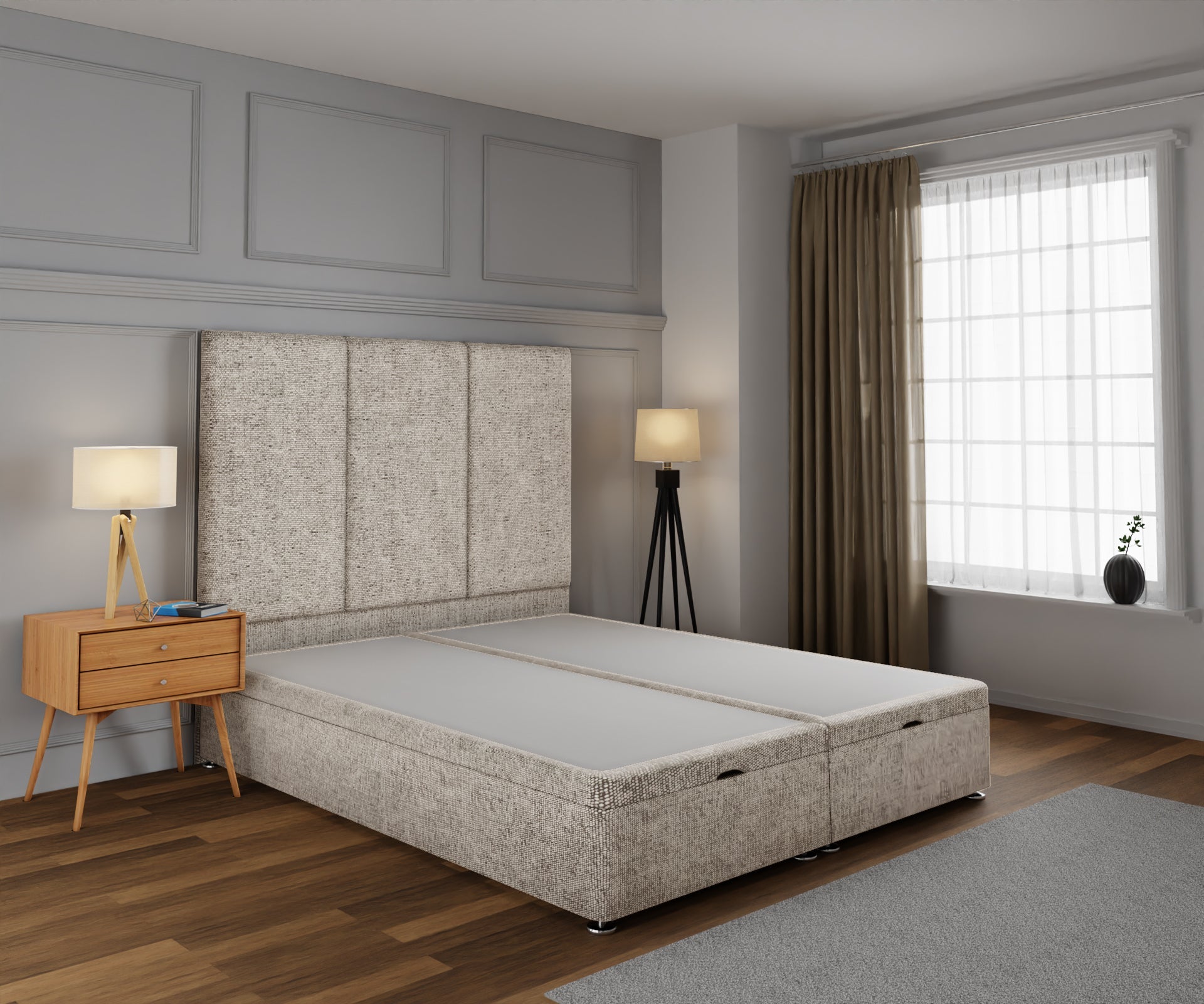 Ruby Ottoman Storage Divan Bed Base With Headboard
