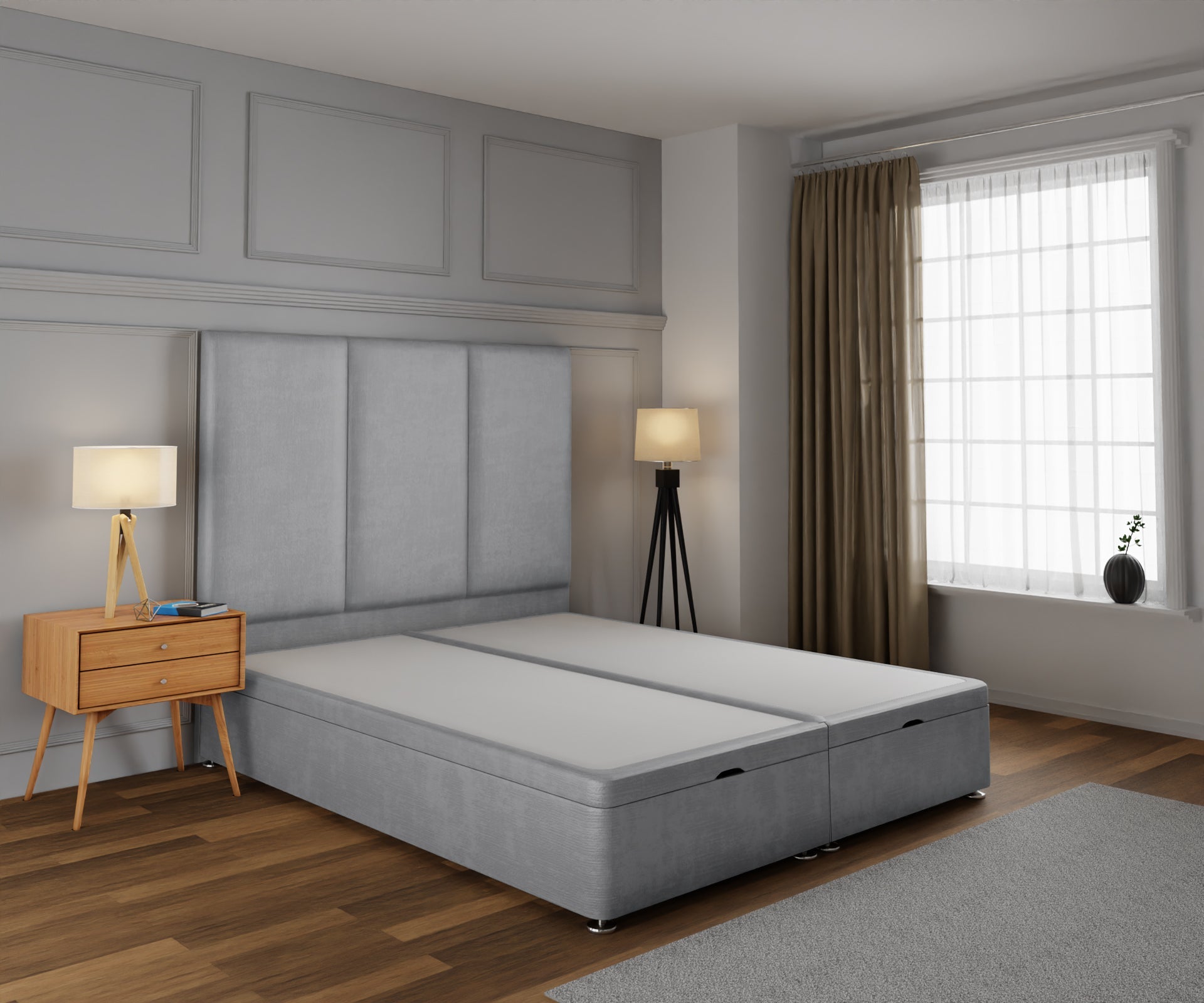 Ruby Ottoman Storage Divan Bed Base With Headboard
