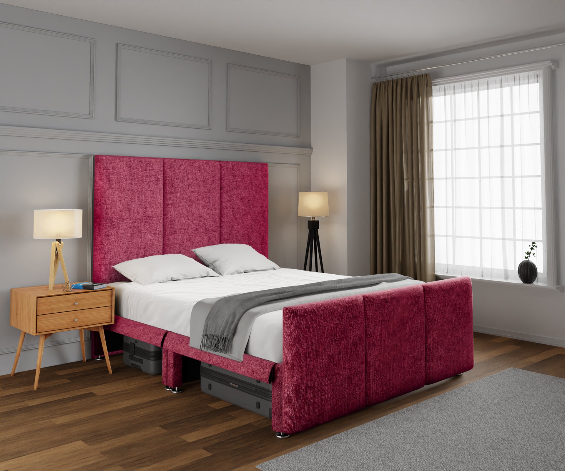 Ruby Open Storage Divan Bed Set With Footboard