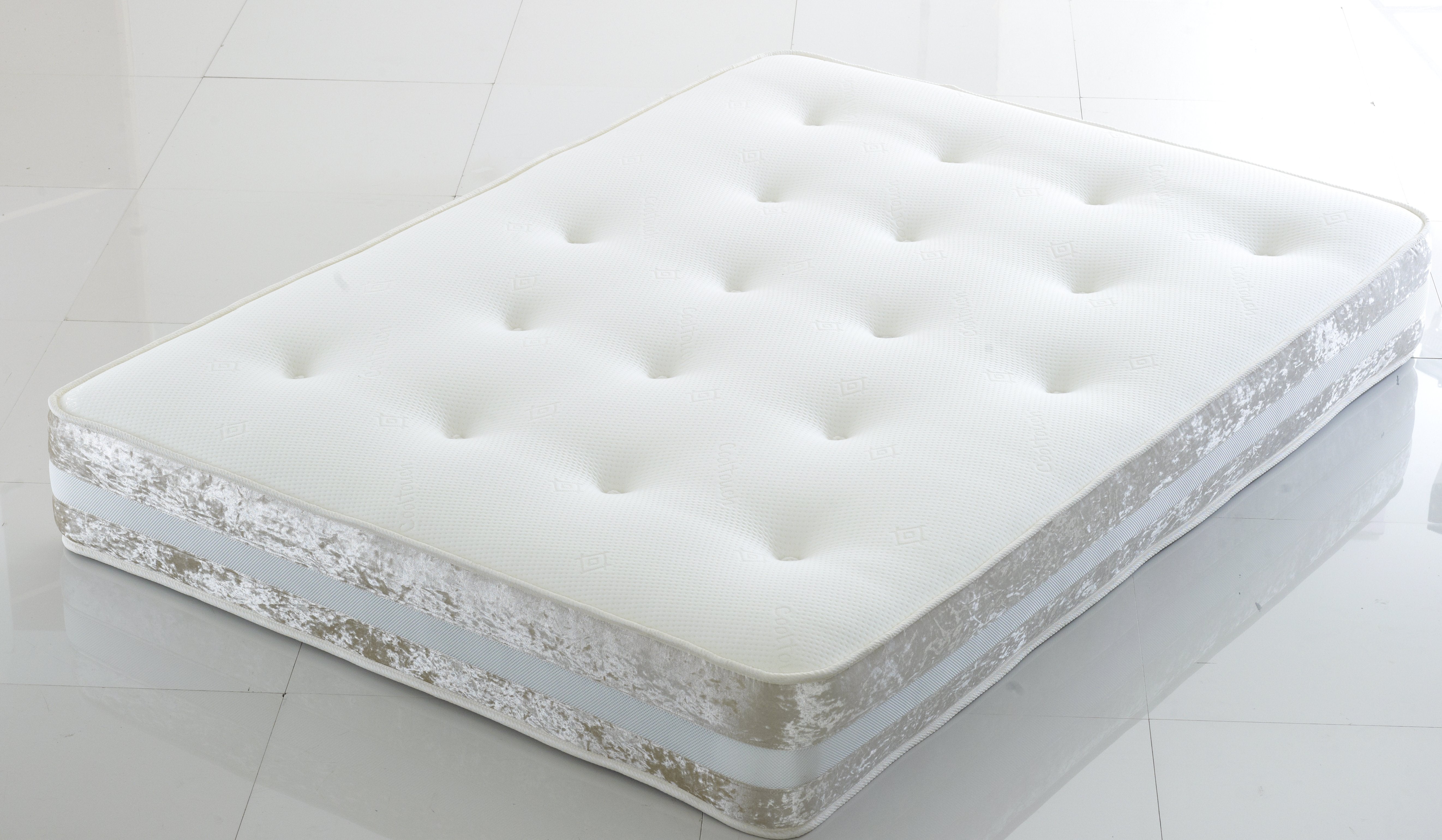 Glitz Crushed Velvet Border Memory Open Coil Mattress