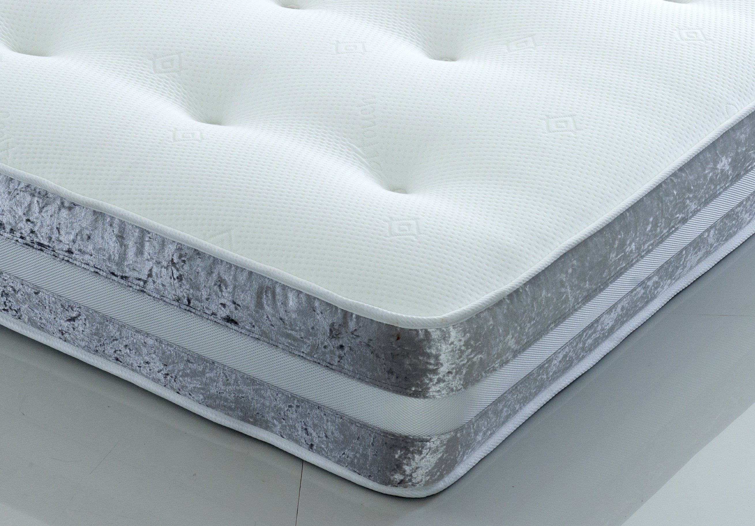 Glitz Crushed Velvet Border Memory Open Coil Mattress