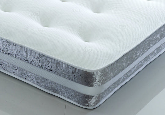 Glitz Crushed Velvet Border Memory Open Coil Mattress