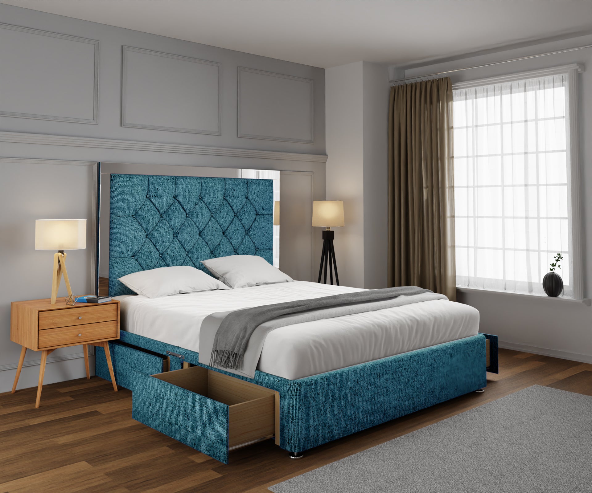 Chesterfield Mirrored Divan Bed Set