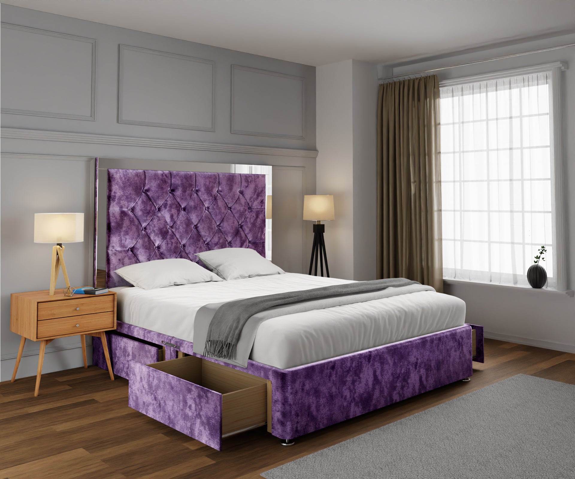 Chesterfield Mirrored Divan Bed Set