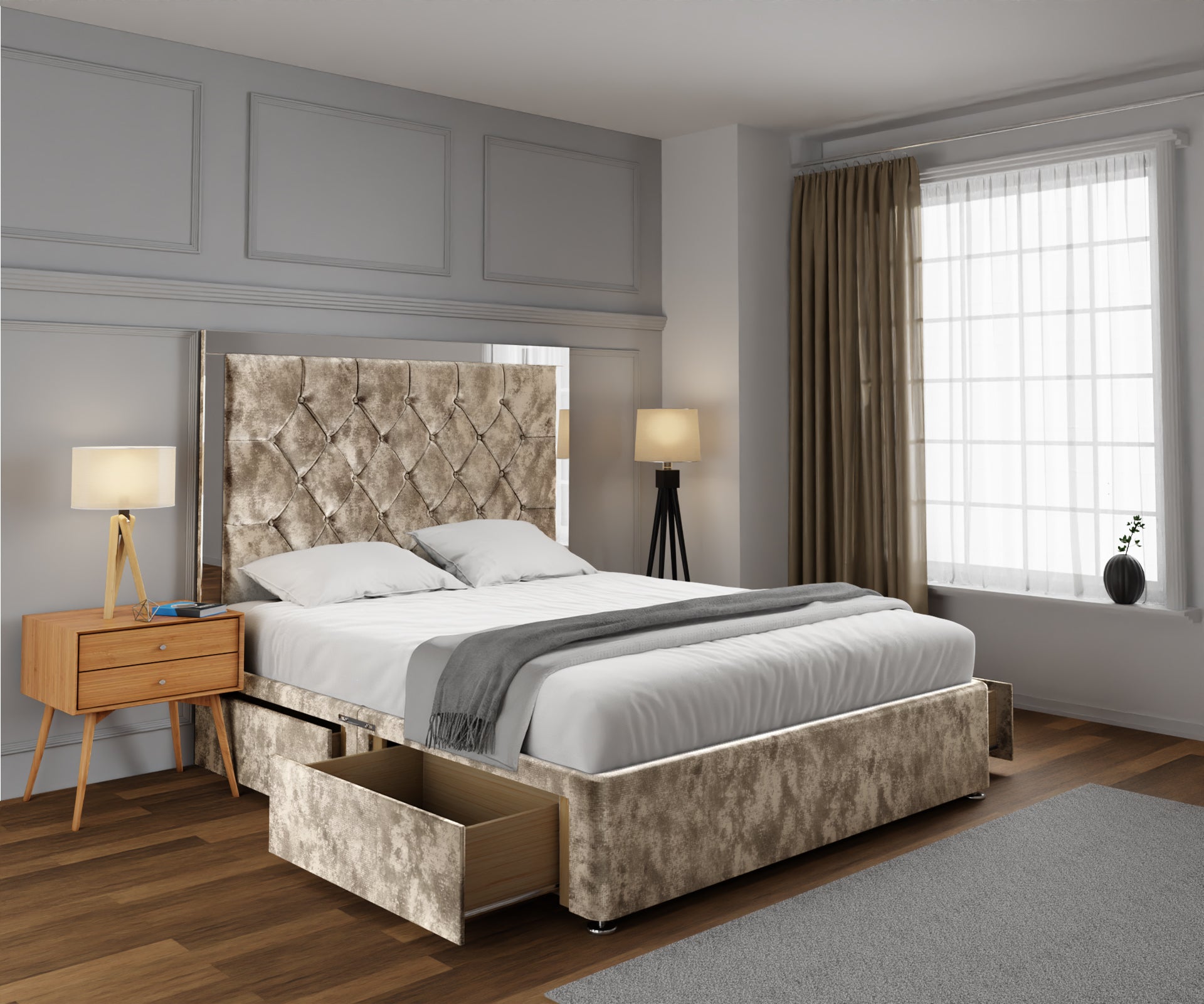Chesterfield Mirrored Divan Bed Set