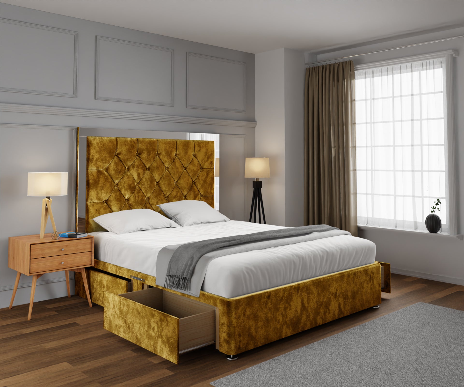 Chesterfield Mirrored Divan Bed Set