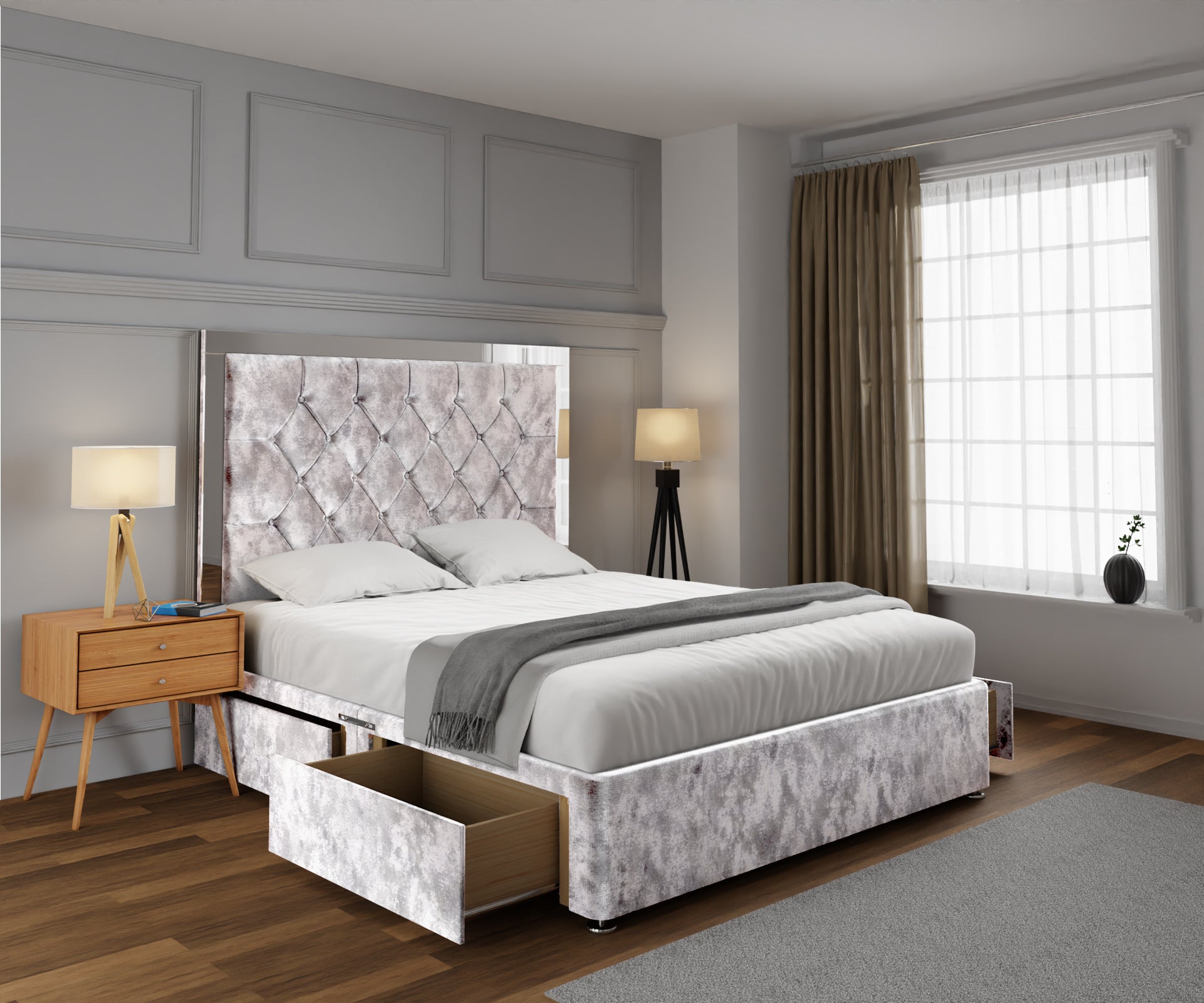 Chesterfield Mirrored Divan Bed Set