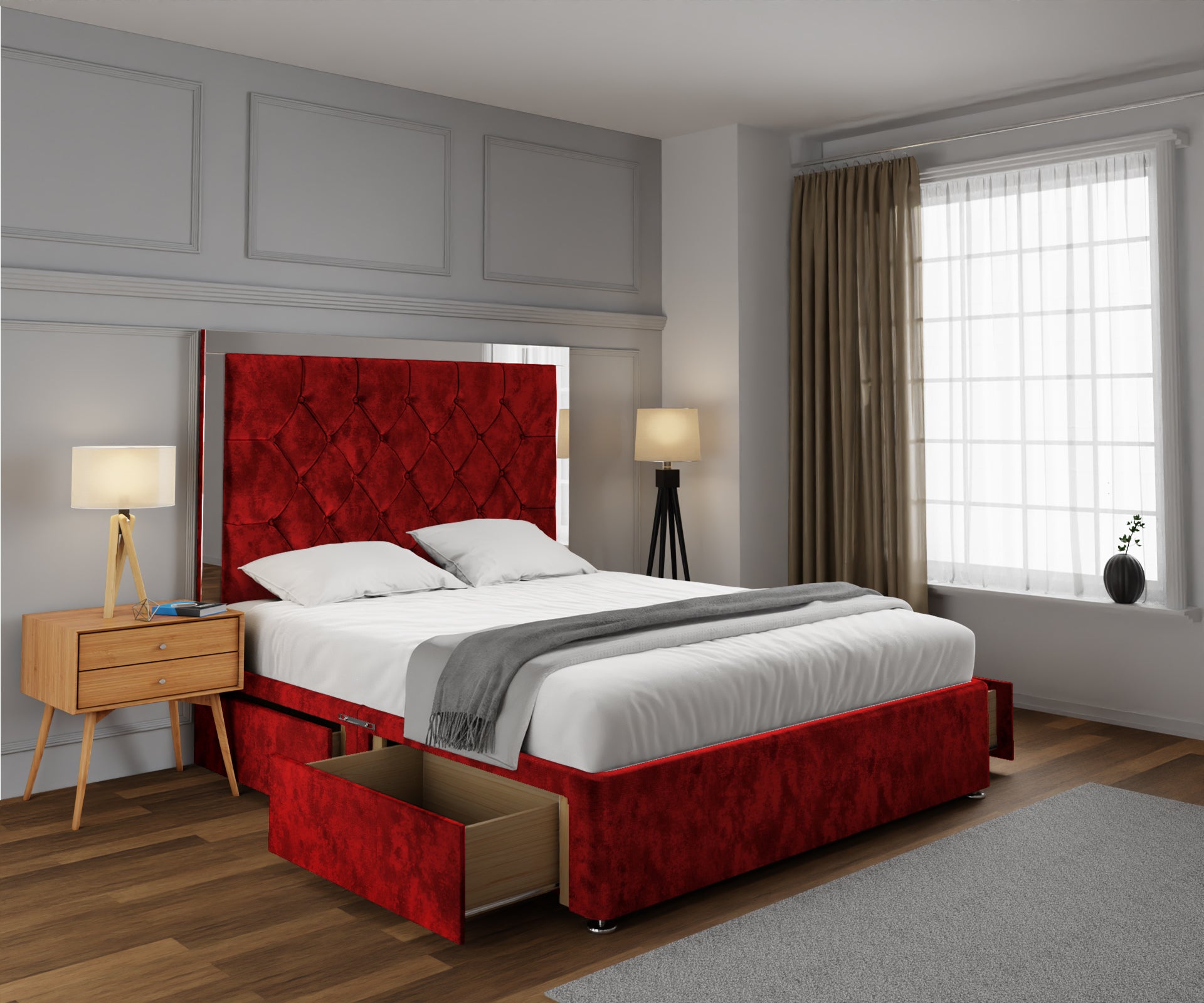 Chesterfield Mirrored Divan Bed Set