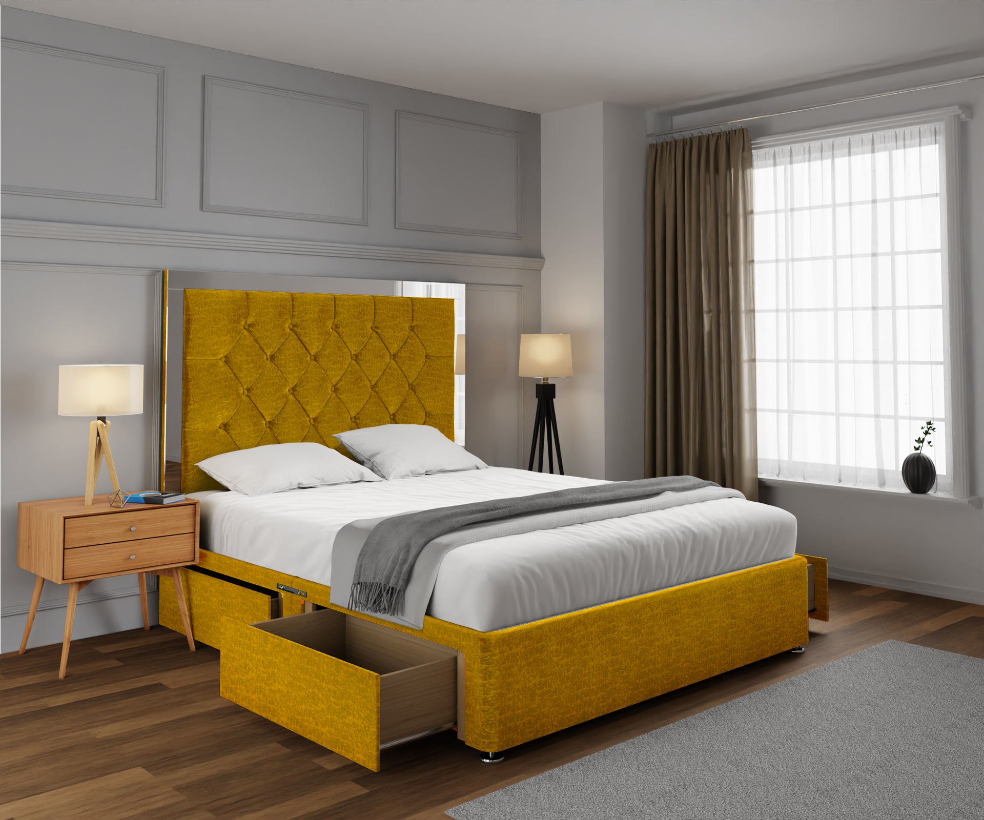 Chesterfield Mirrored Divan Bed Set