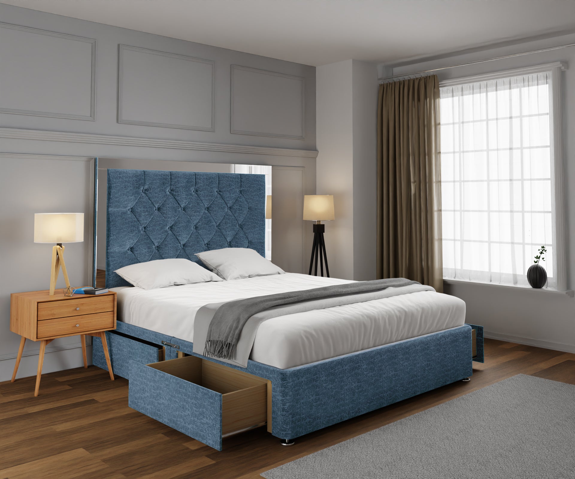 Chesterfield Mirrored Divan Bed Set
